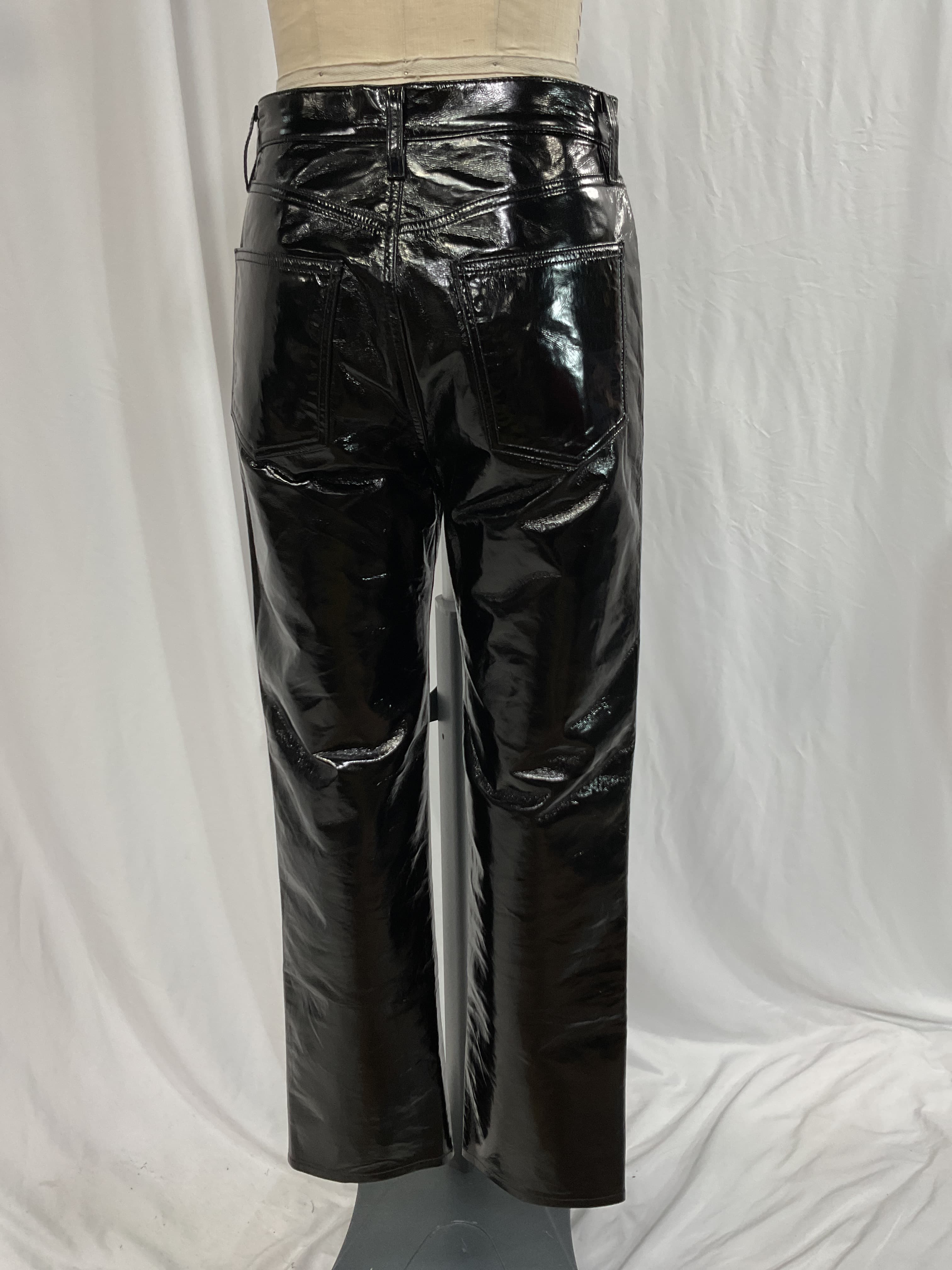 Recycled Leather 90's Pinch Waist In Black Patent - Image 3