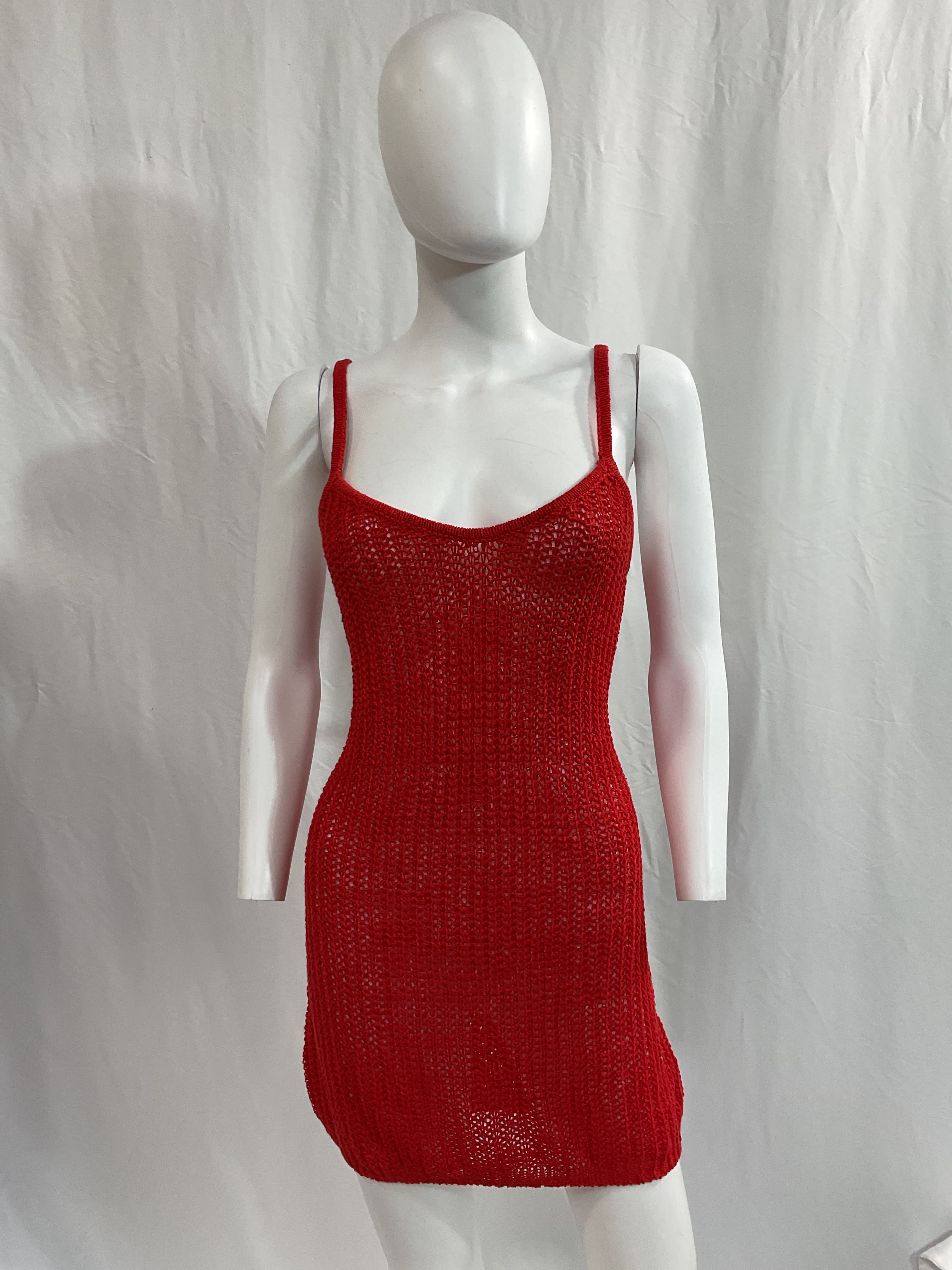 Linen Open Knit Piscine Dress In Poppy - Image 3