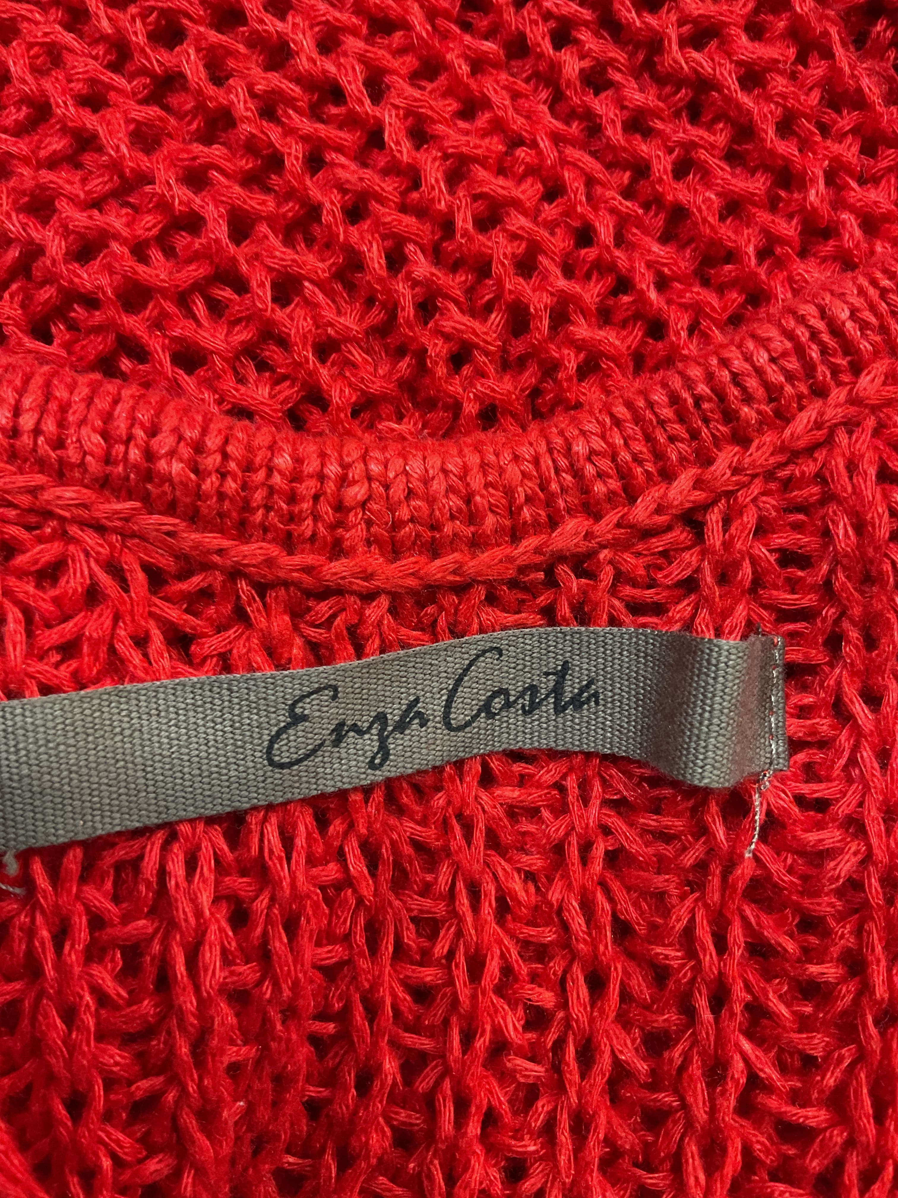 Linen Open Knit Piscine Dress In Poppy - Image 4