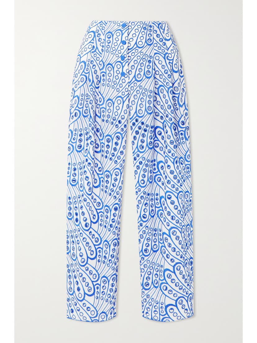 Simone Broderie Anglaise Cotton-Blend Tapered Pants - Image 1
