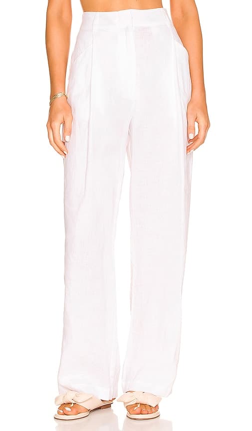 Linen Trousers In White - Image 1