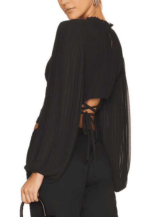 Waist Tie Cutout Top In Noir - Image 1