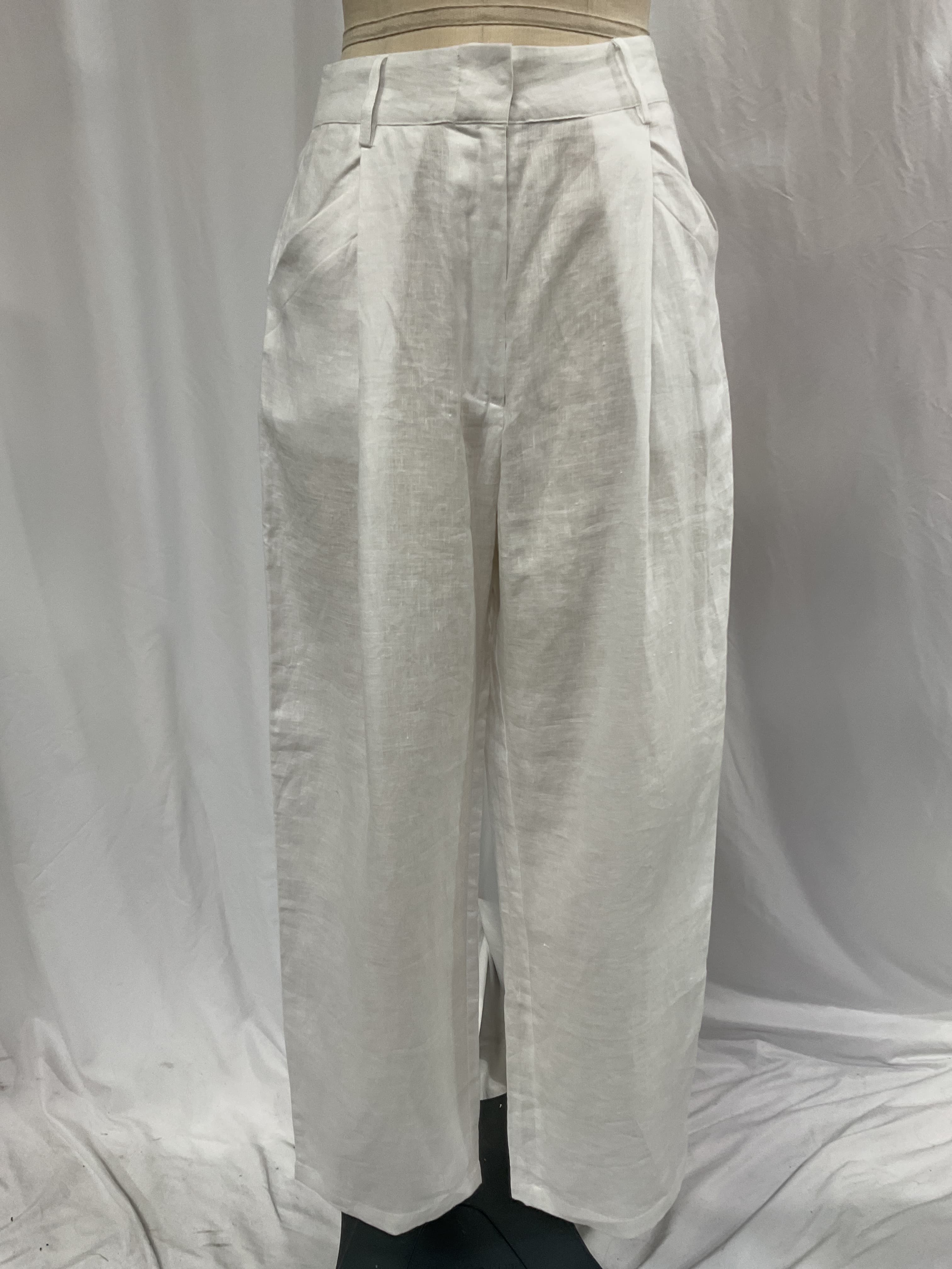 Linen Trousers In White - Image 4
