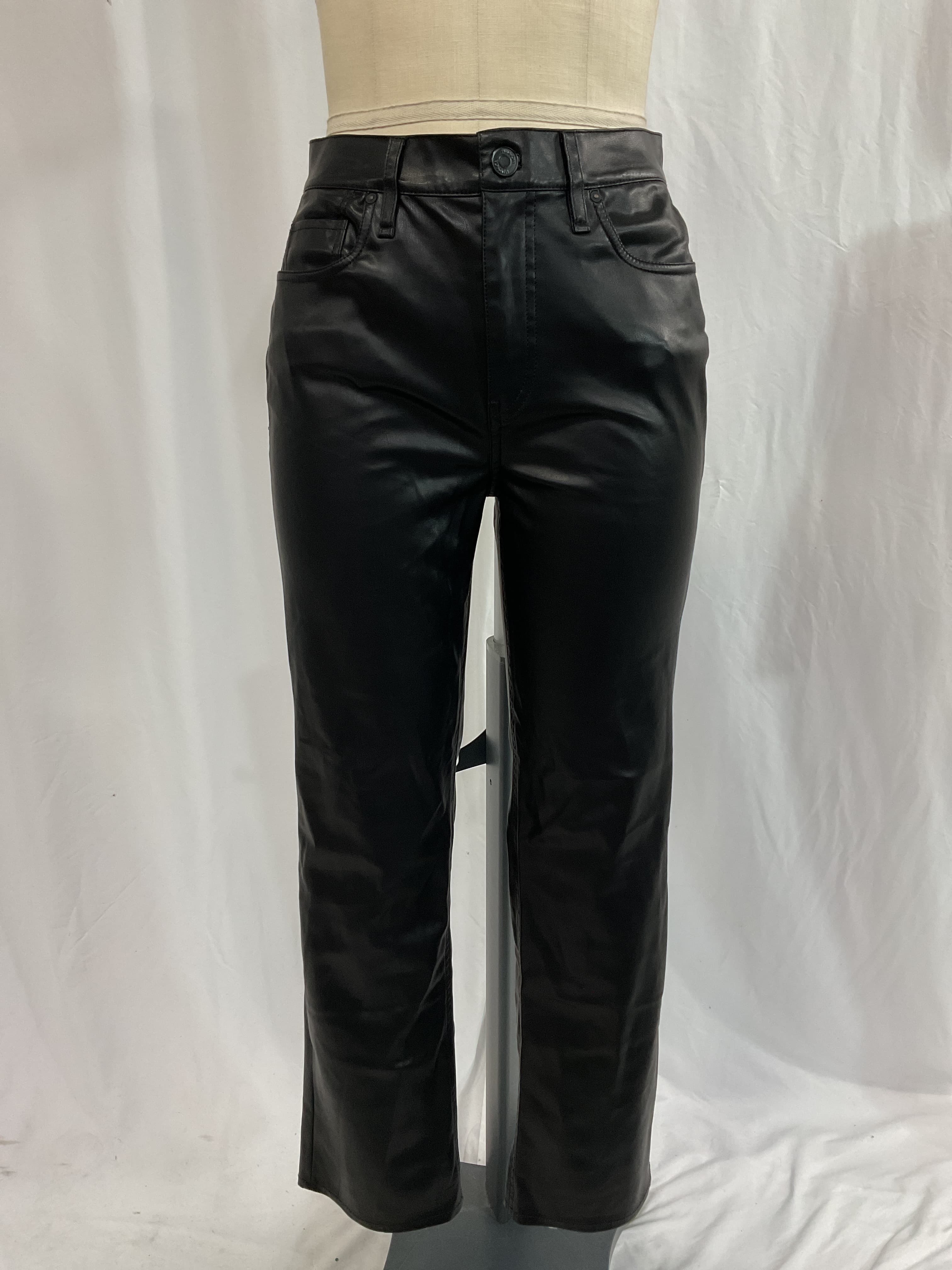 Remi Faux Leather High Rise Straight In Black - Image 4