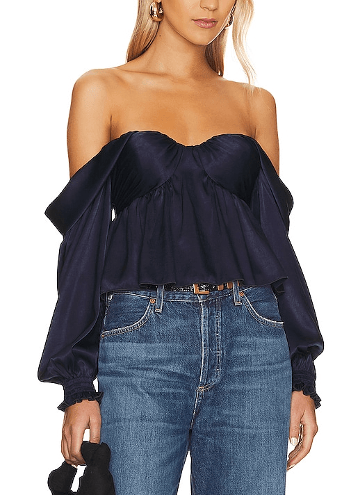 House Of Harlow 1960 X Revolve Burna Blouse In Navy - Image 1