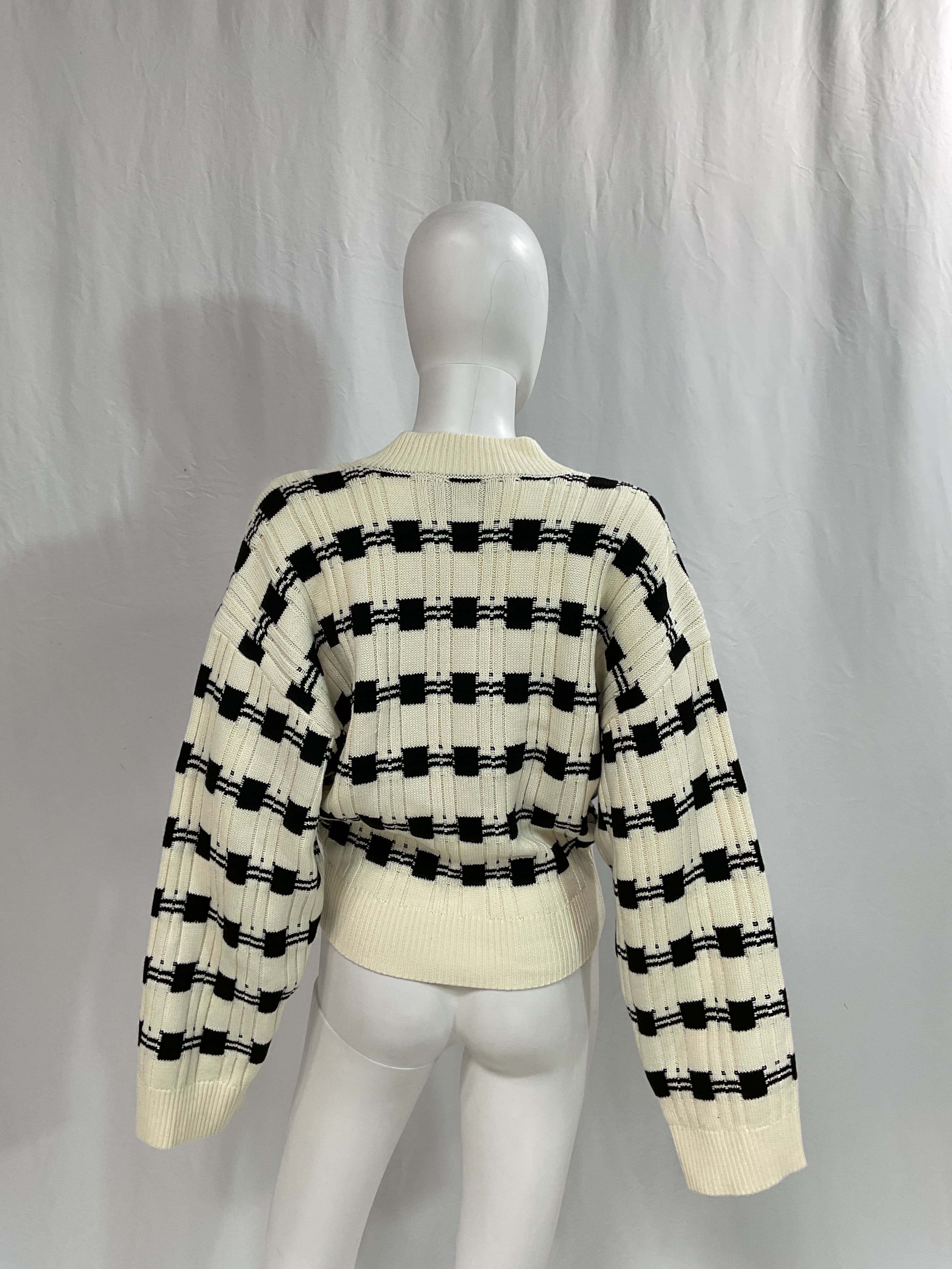 Evran Check Sweater In White & Black - Image 3