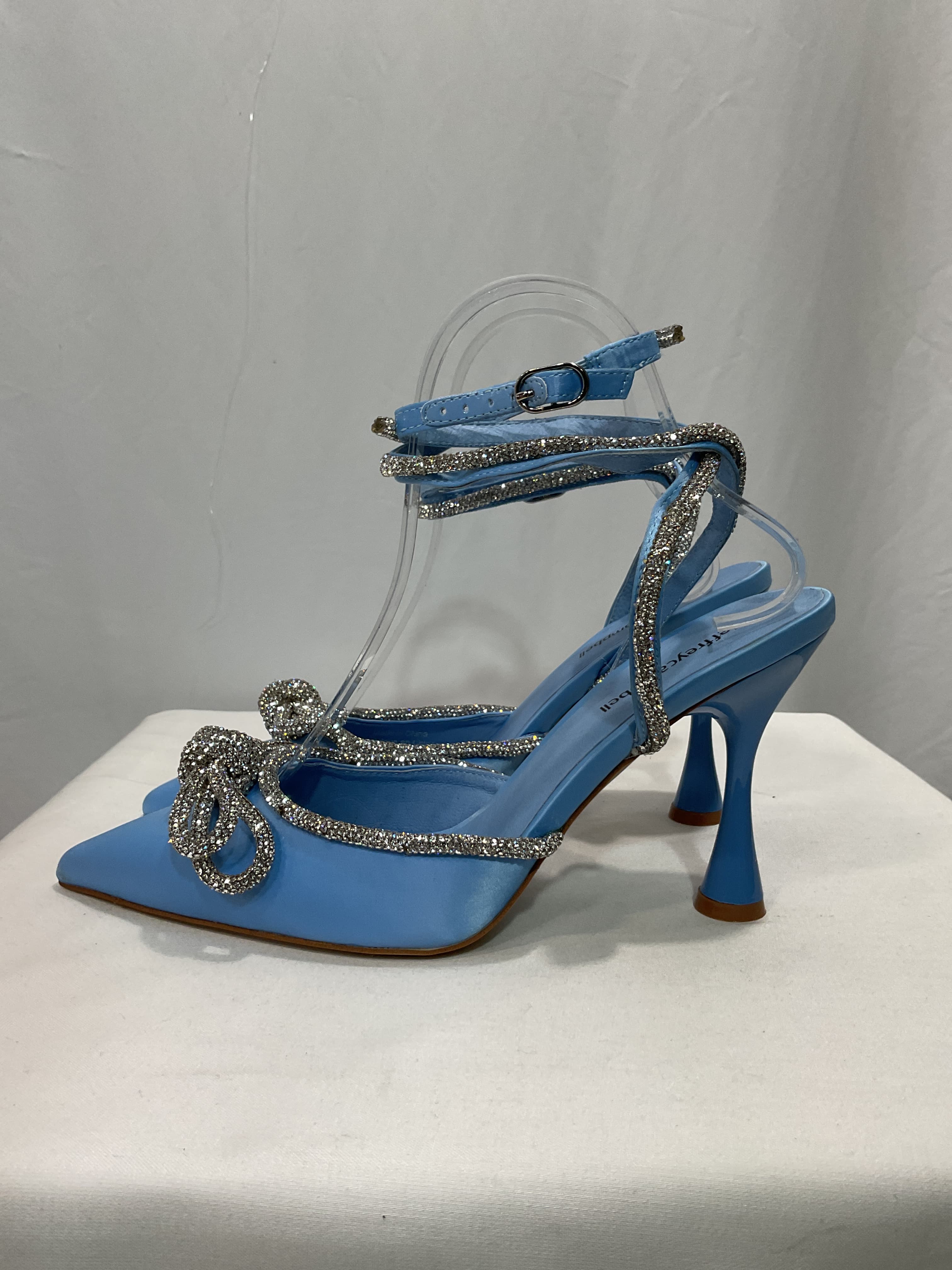 Jeffrey Campbell X Revolve Apresdouze Heel In Baby Blue Satin Silver - Image 3