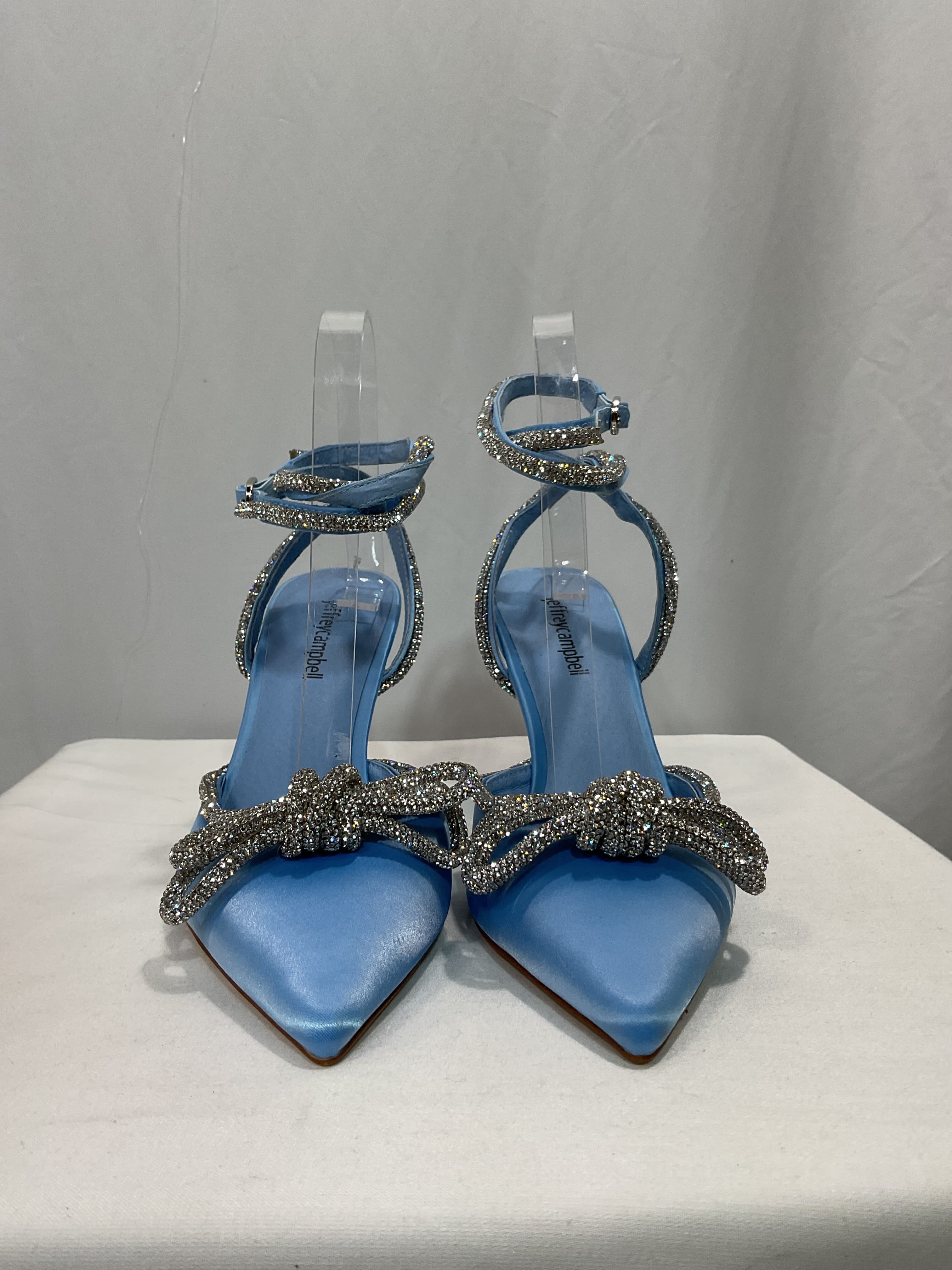Jeffrey Campbell X Revolve Apresdouze Heel In Baby Blue Satin Silver - Image 4