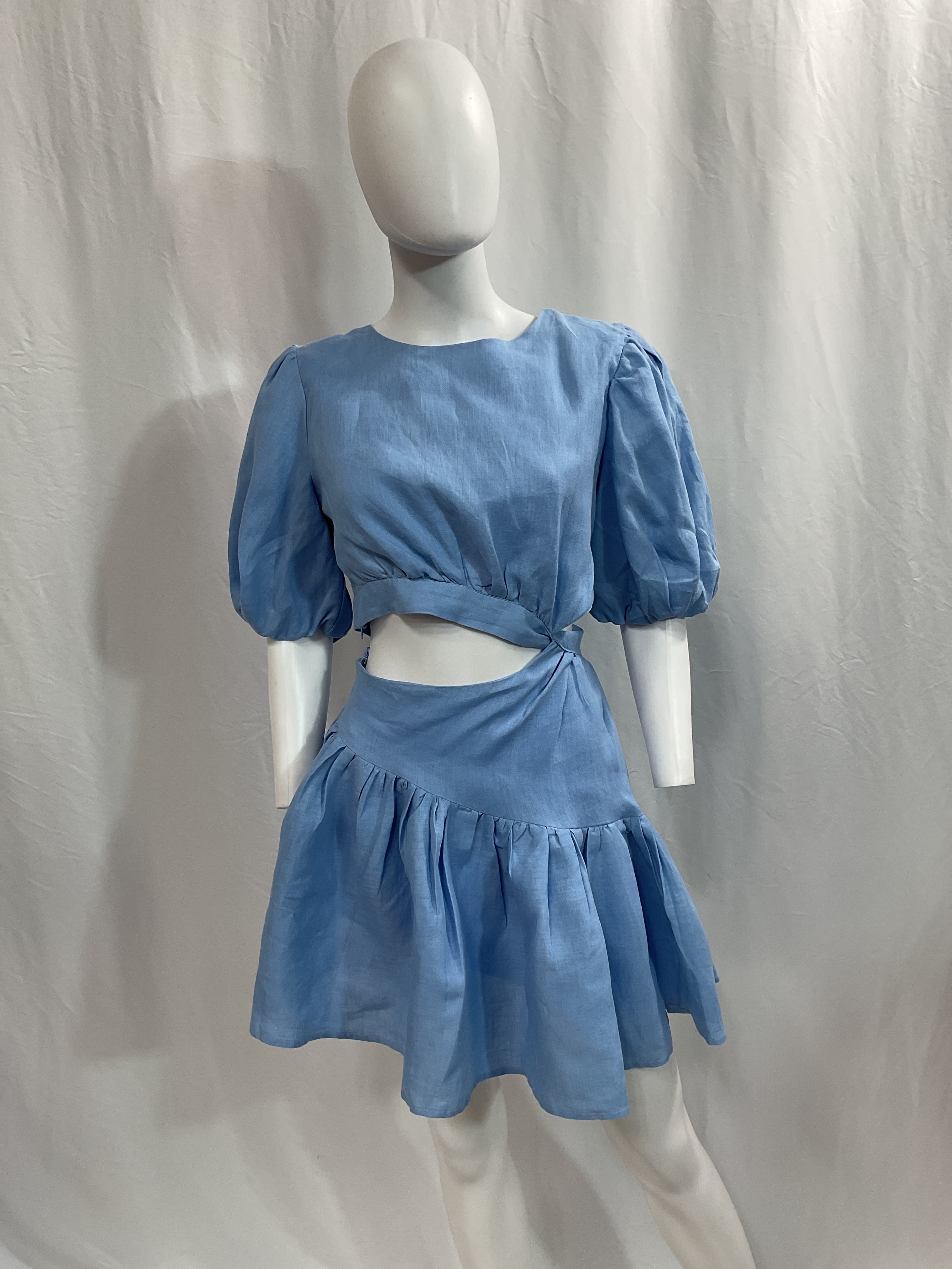 Mimi Linen Mini Dress In Cornflower - Image 3