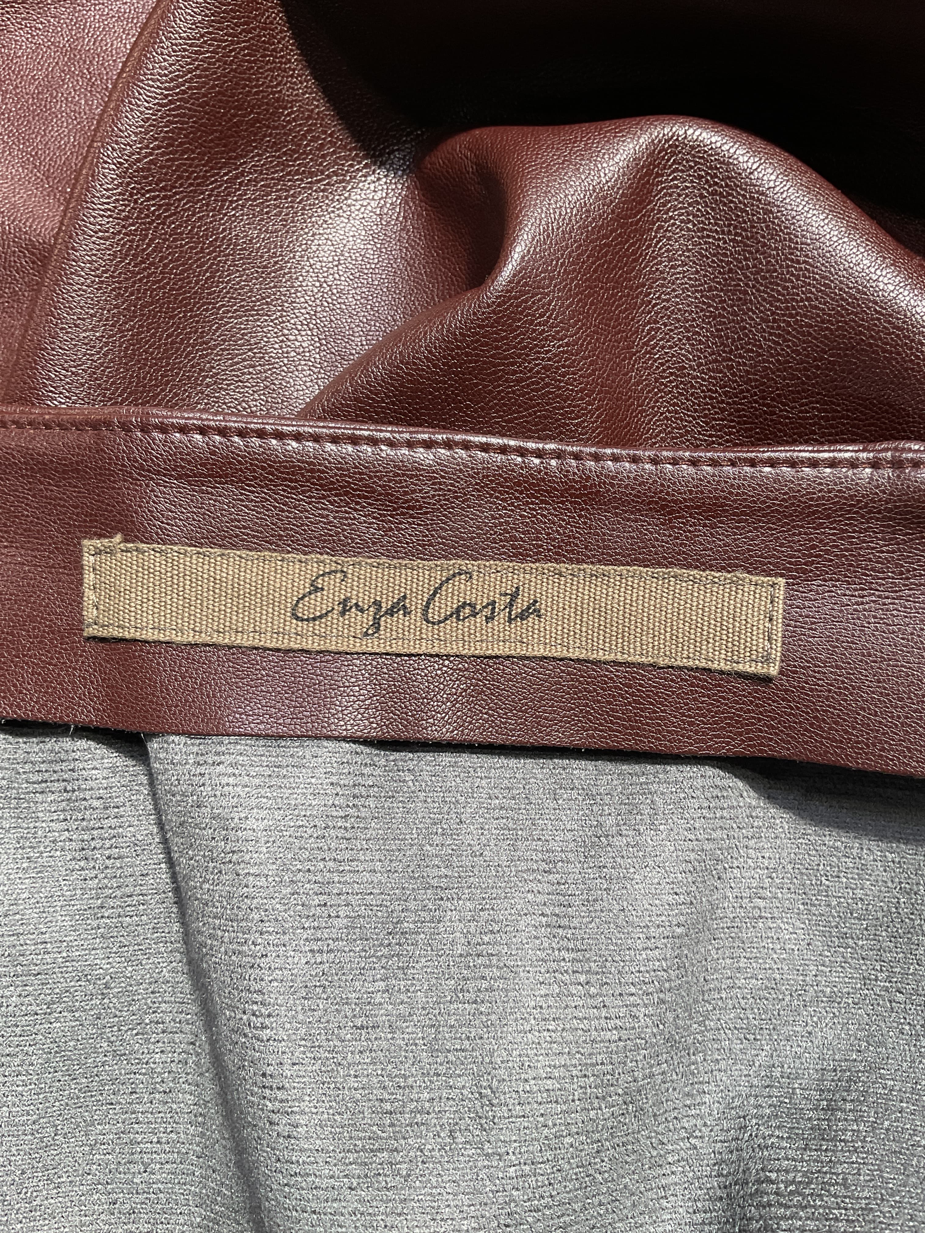 Faux Leather Wrap Skirt In Chocolate - Image 3