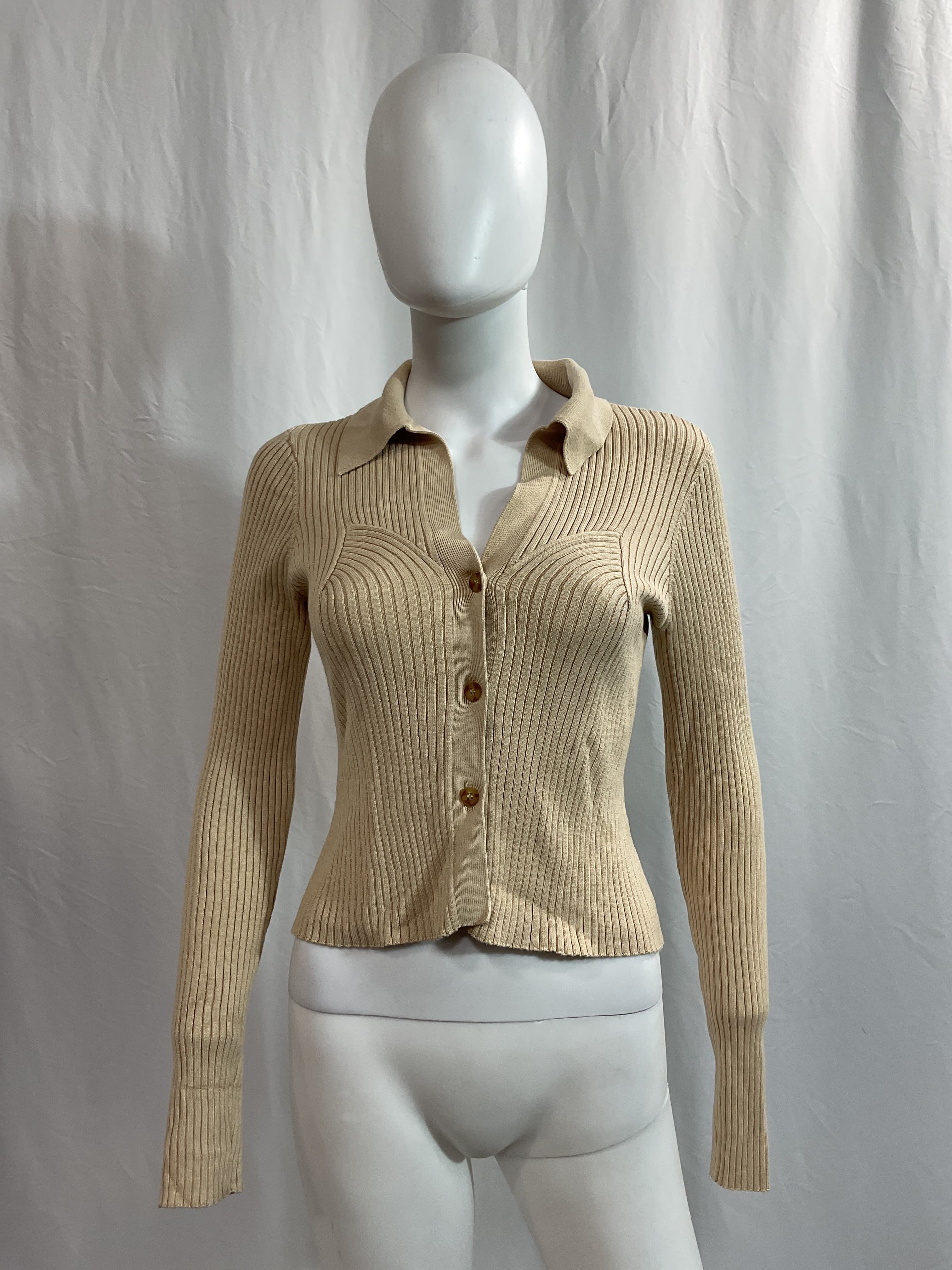 Ivali Rib Top In Beige - Image 2