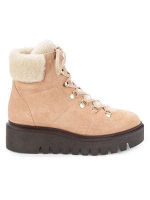 Chalet Suede & Faux Fur Trim Combat Boots - Image 1