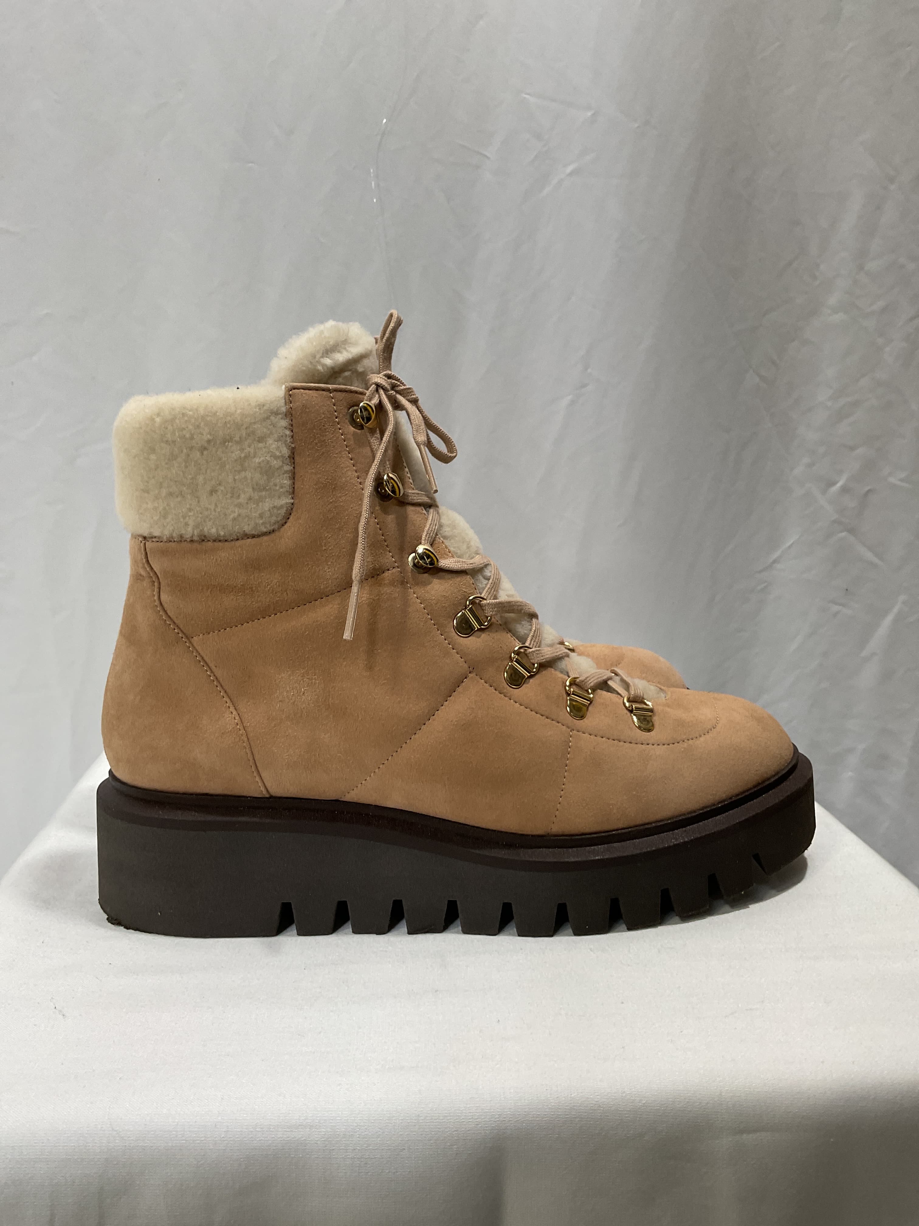 Chalet Suede & Faux Fur Trim Combat Boots - Image 2