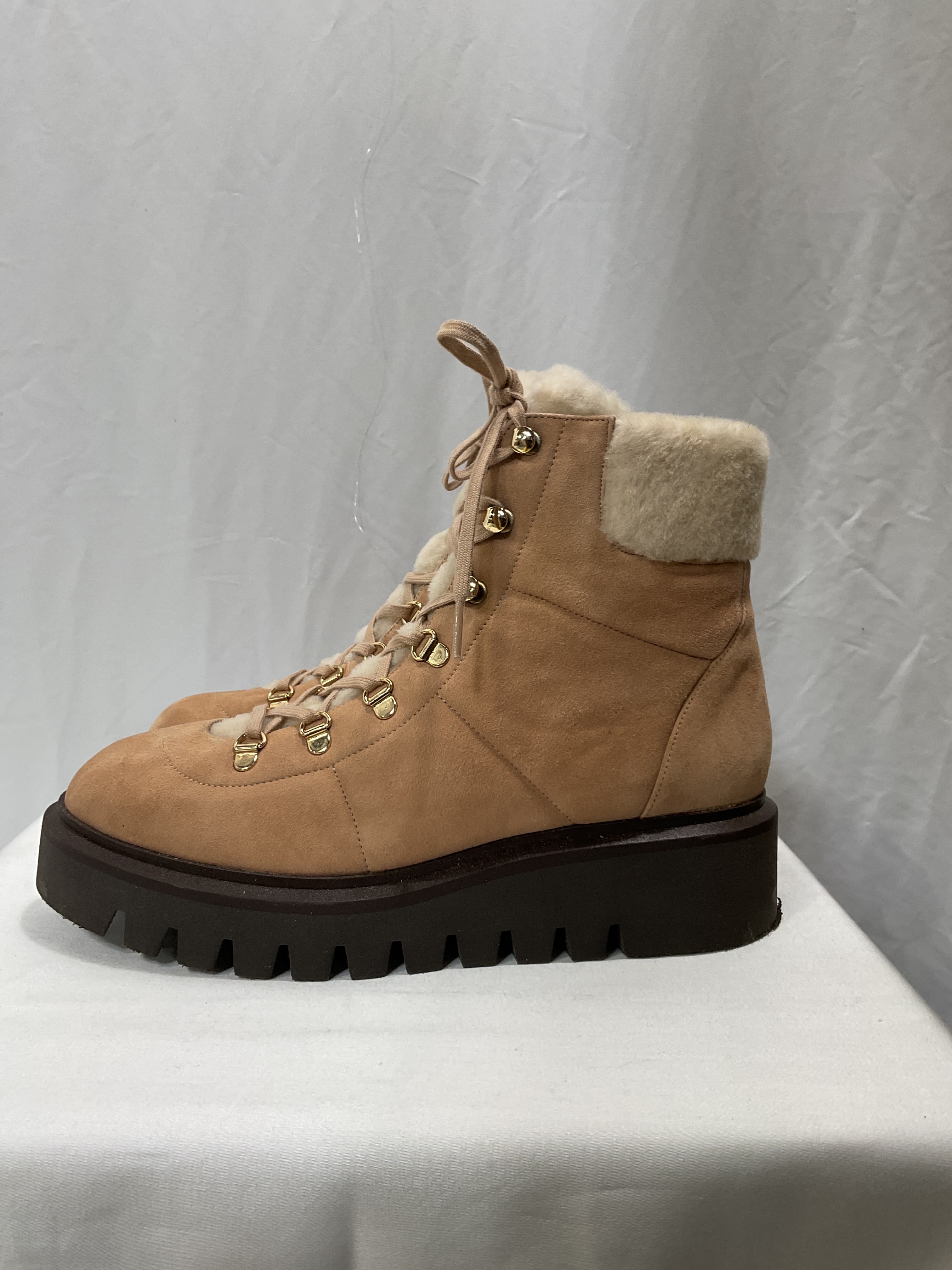 Chalet Suede & Faux Fur Trim Combat Boots - Image 3