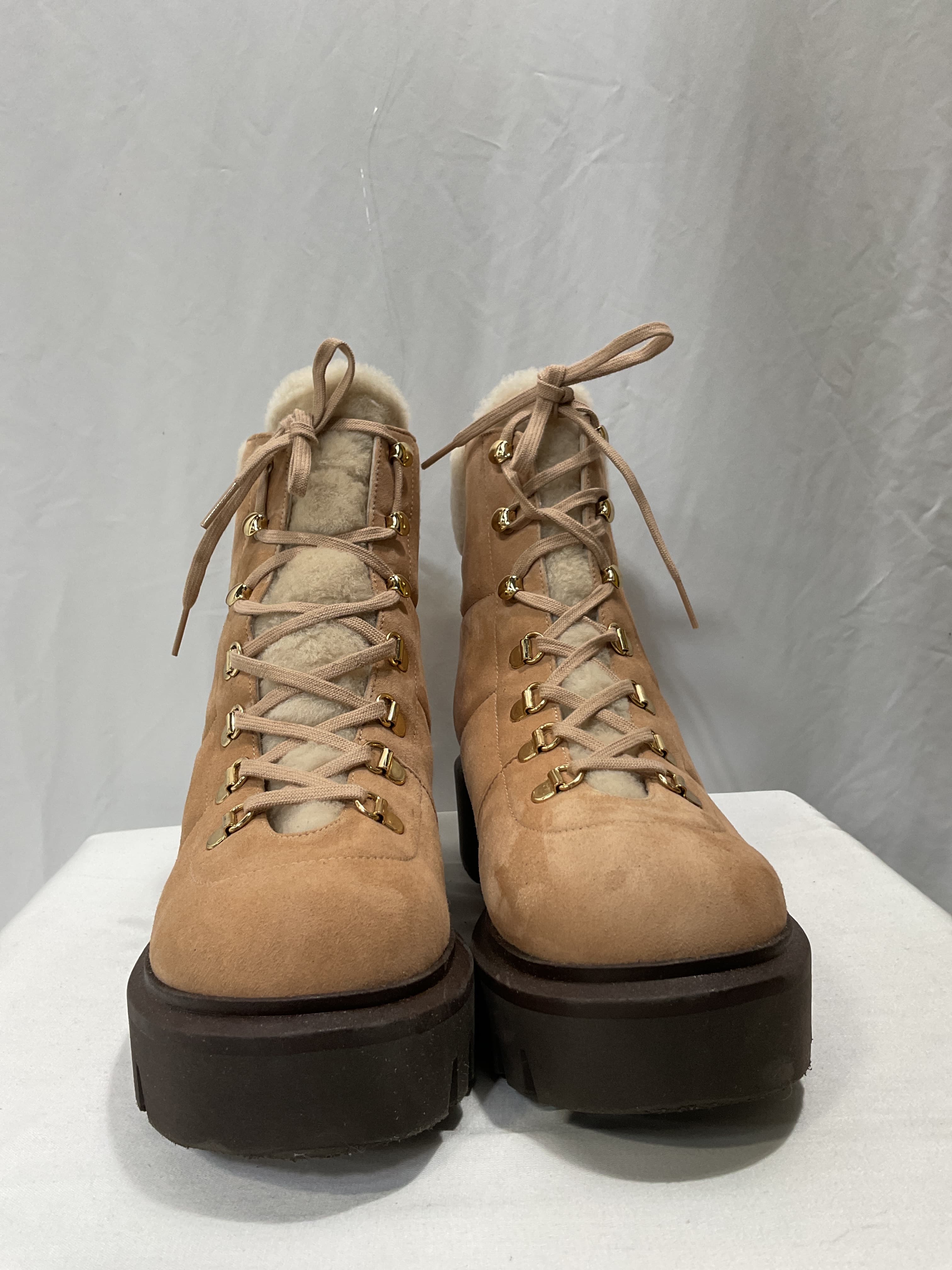 Chalet Suede & Faux Fur Trim Combat Boots - Image 4
