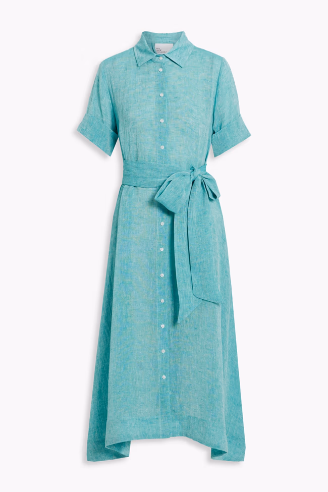 Linen-Blend Gauze Midi Shirt Dress - Image 1