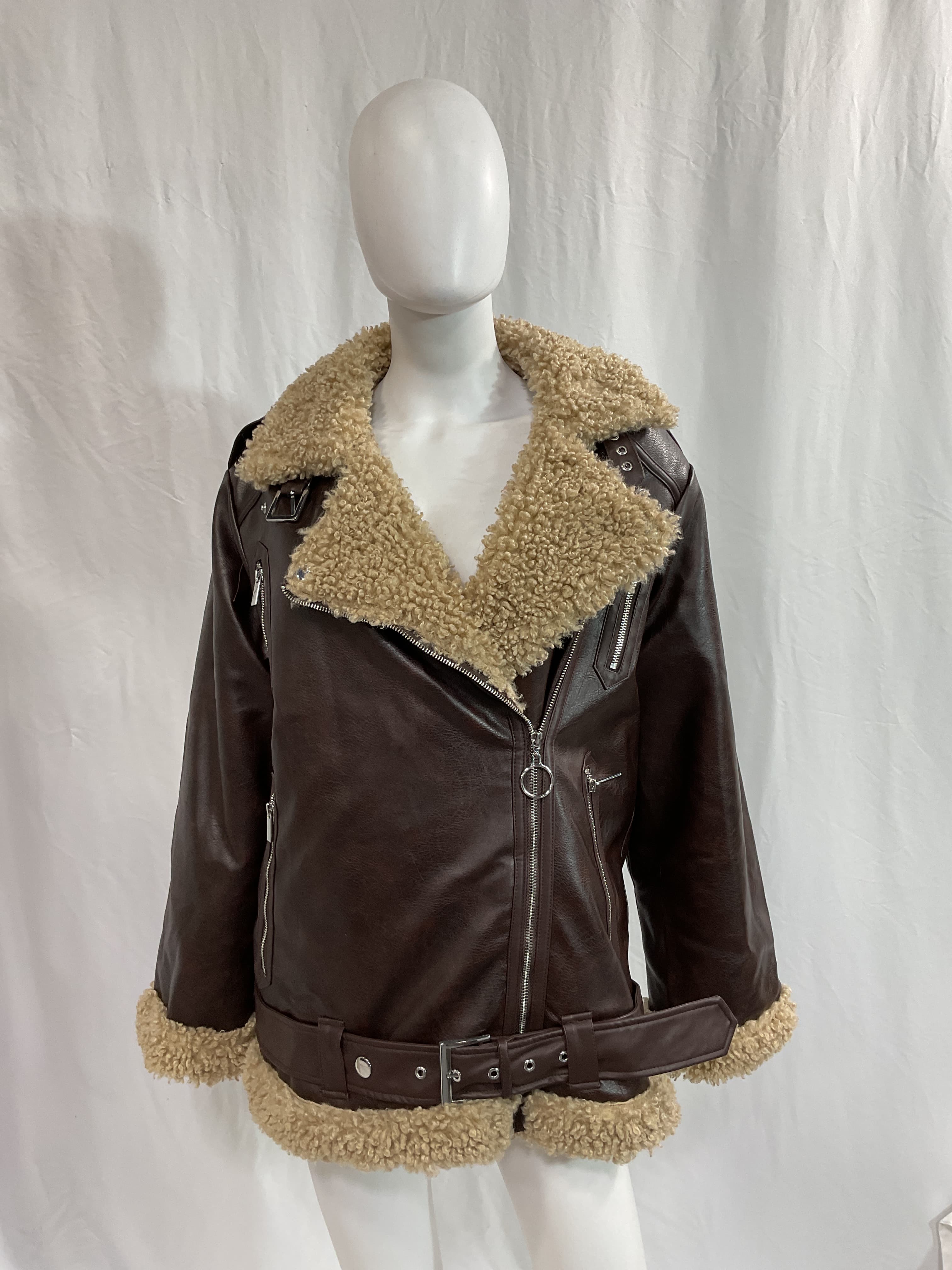 Oversized Faux Sherpa Moto Jacket - Image 2