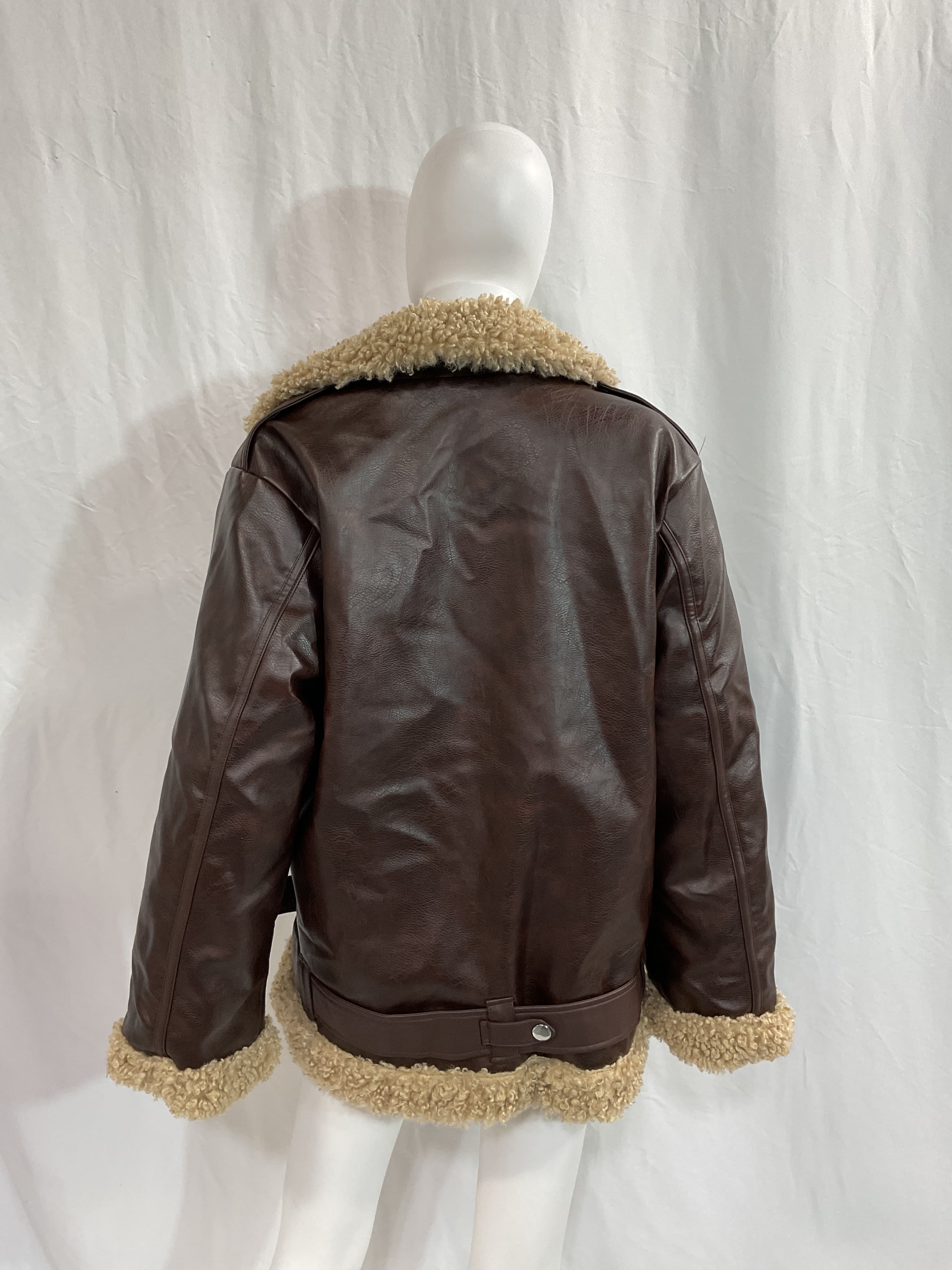 Oversized Faux Sherpa Moto Jacket - Image 3