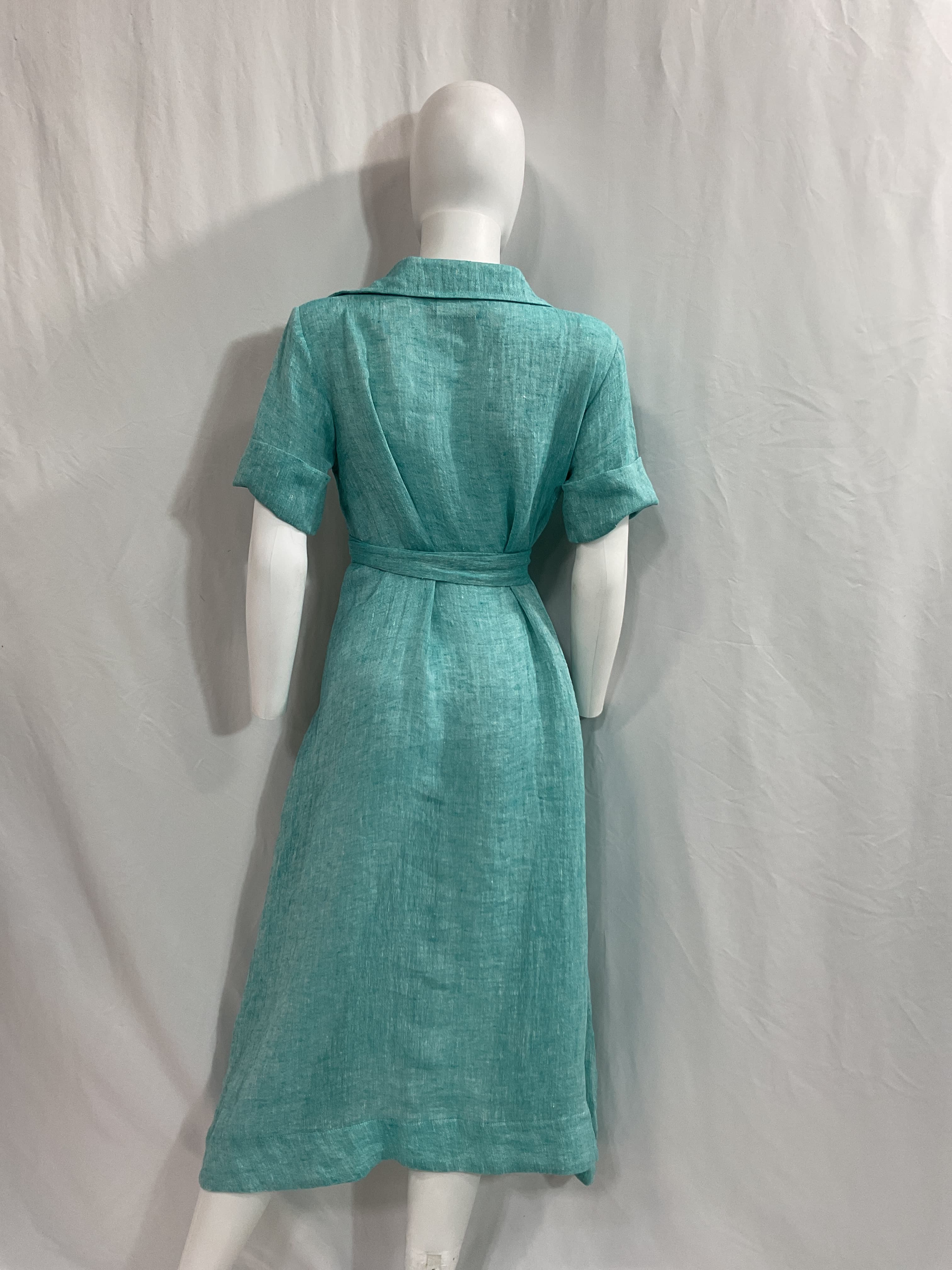 Linen-Blend Gauze Midi Shirt Dress - Image 3