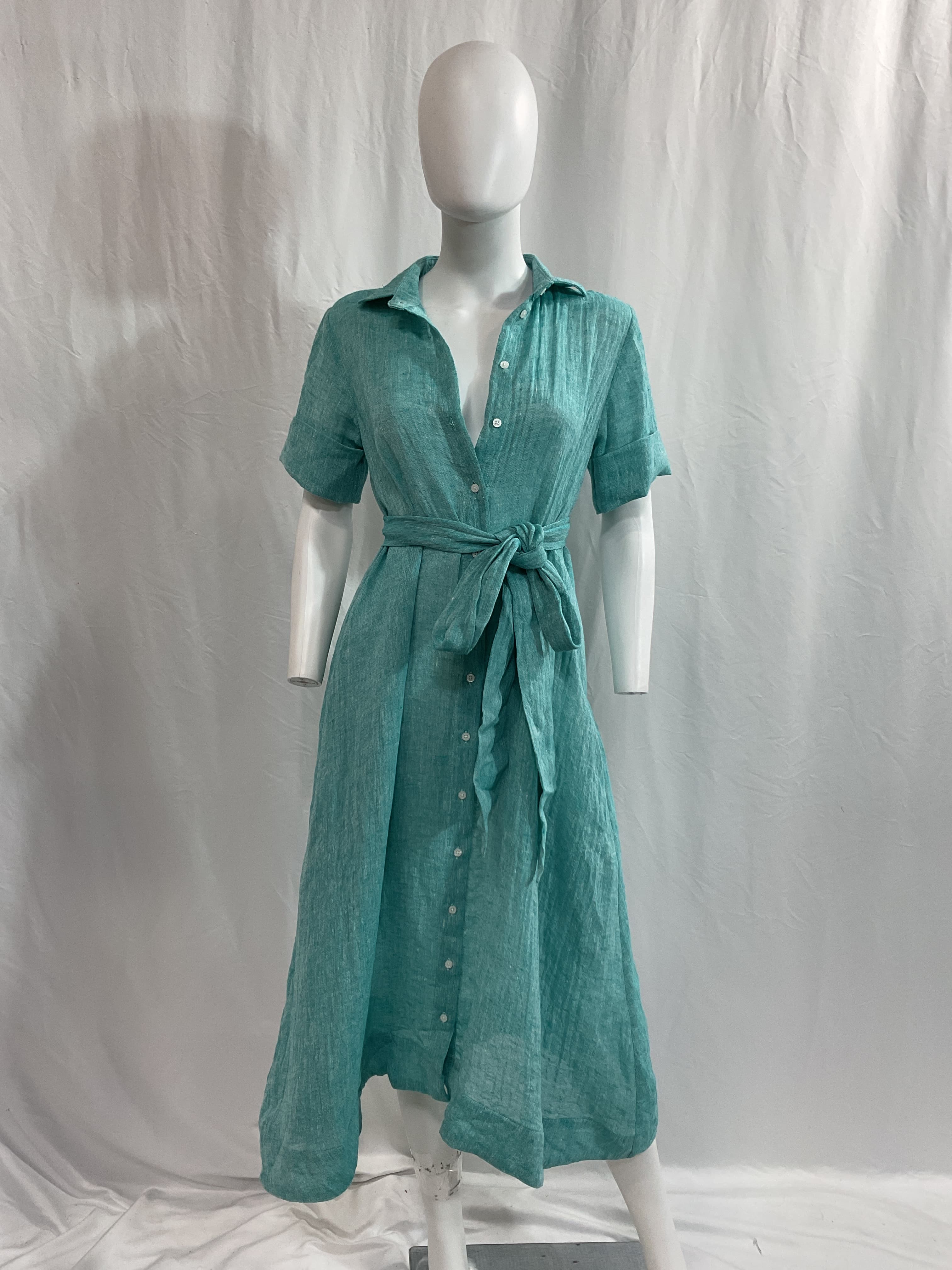 Linen-Blend Gauze Midi Shirt Dress - Image 4