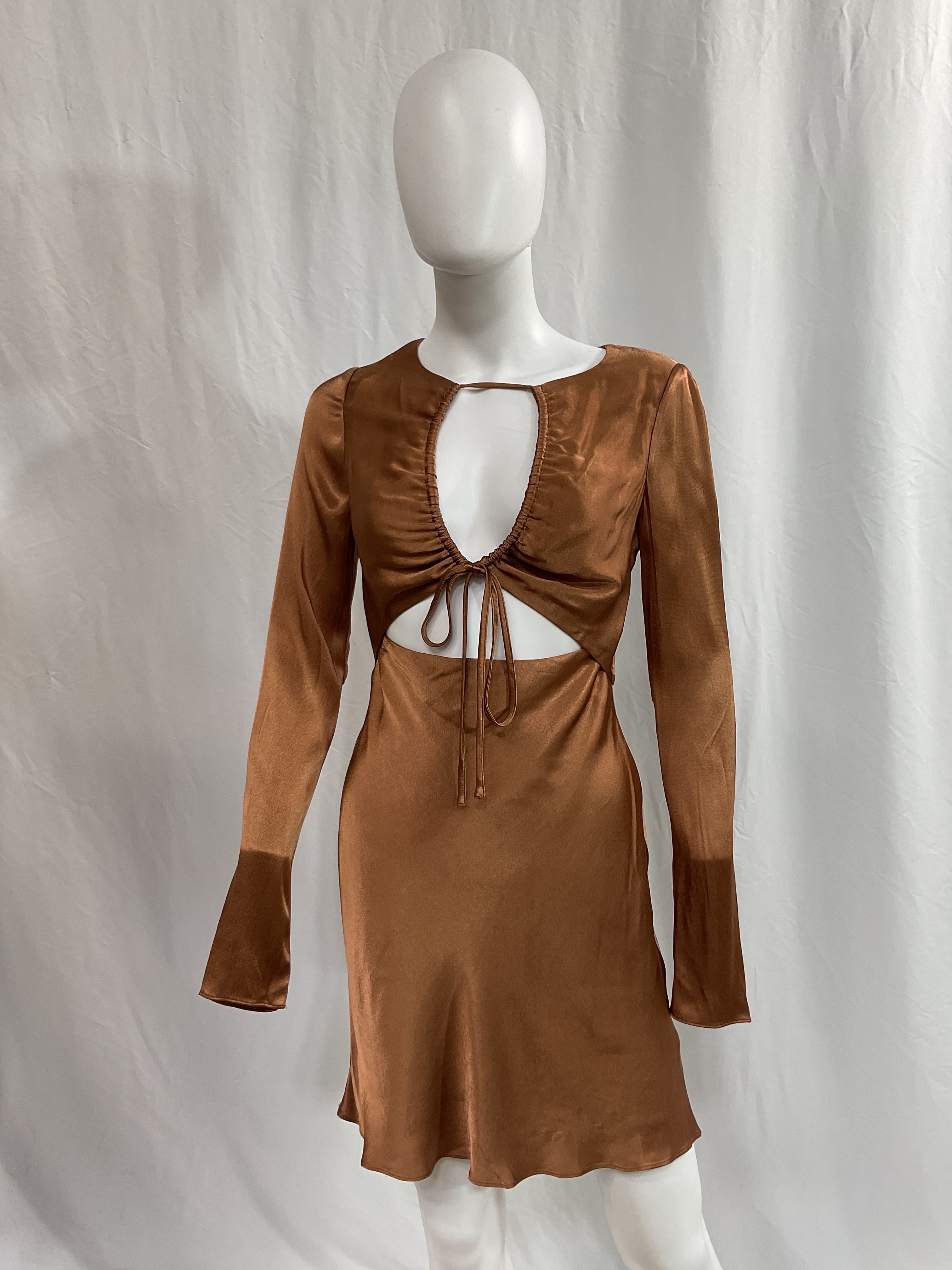 Felicity Long Sleeve Cut Out Front Mini Dress - Image 3