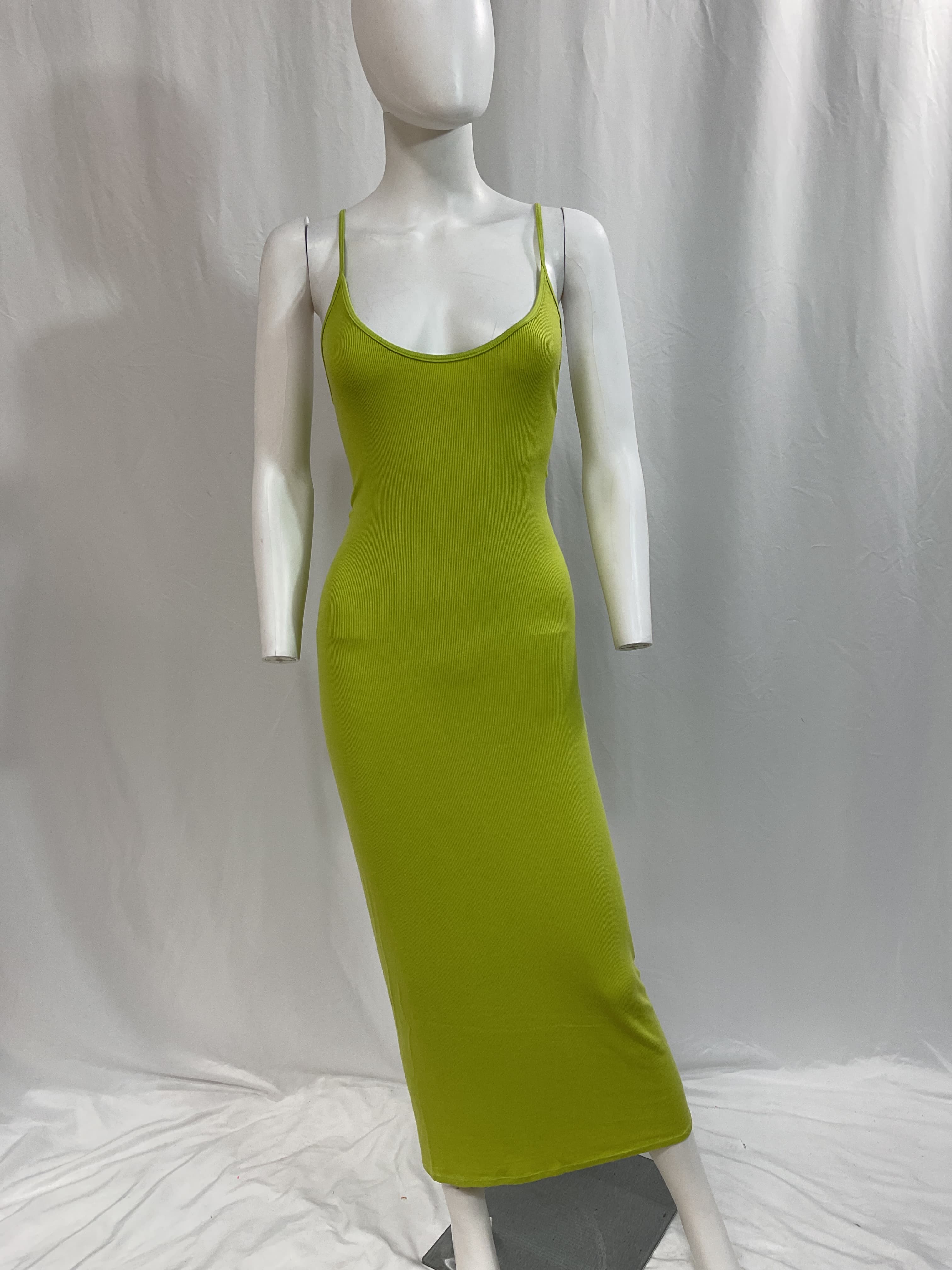Stretch Silk Knit Essential Dress In Lime - Image 3