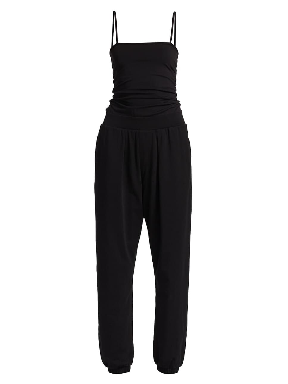 Ruched Cotton-Blend Jogger-Style Jumpsuit - Image 1