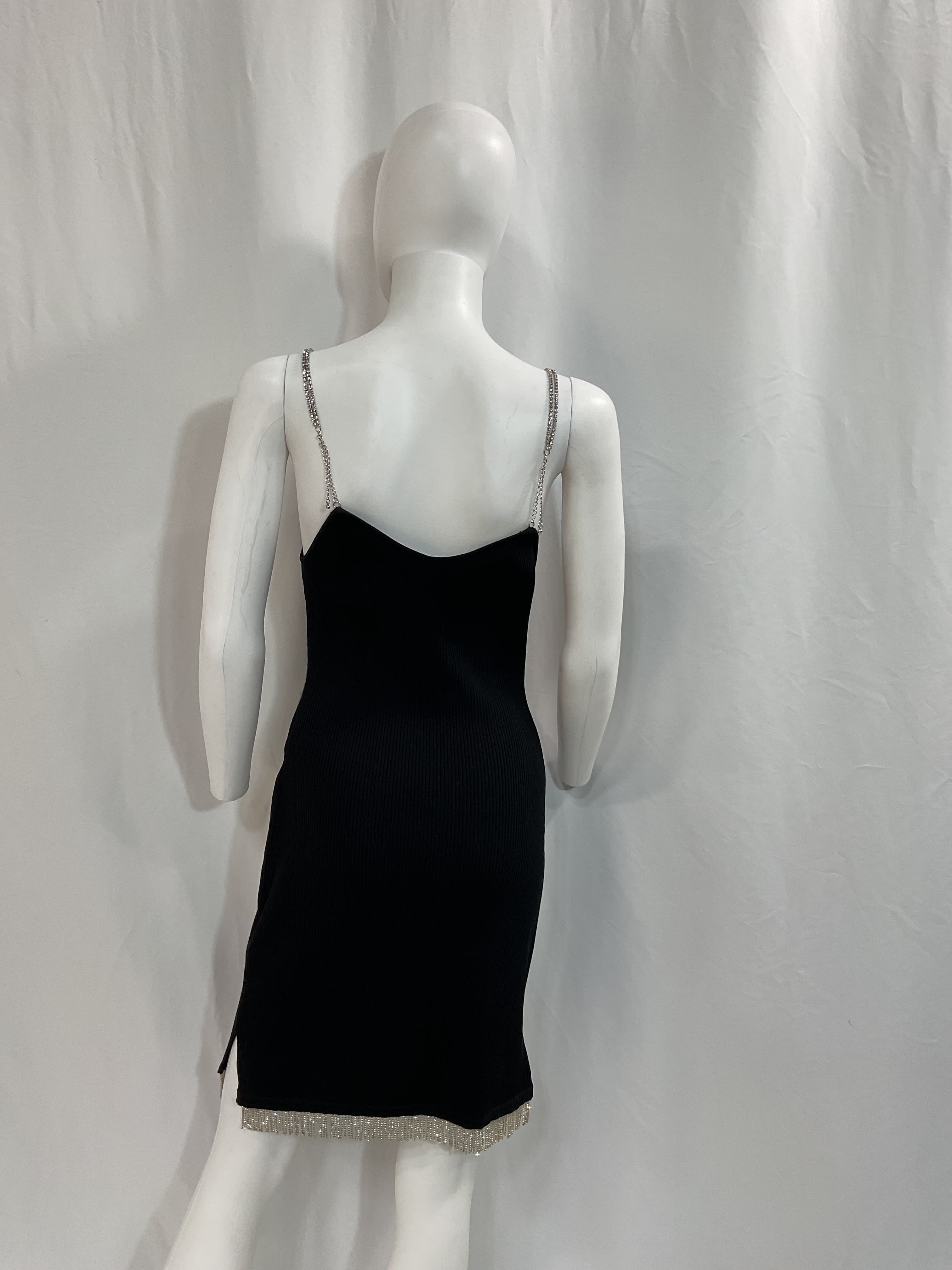 Bella Compact Rib Diamonte Mini Dress - Image 2