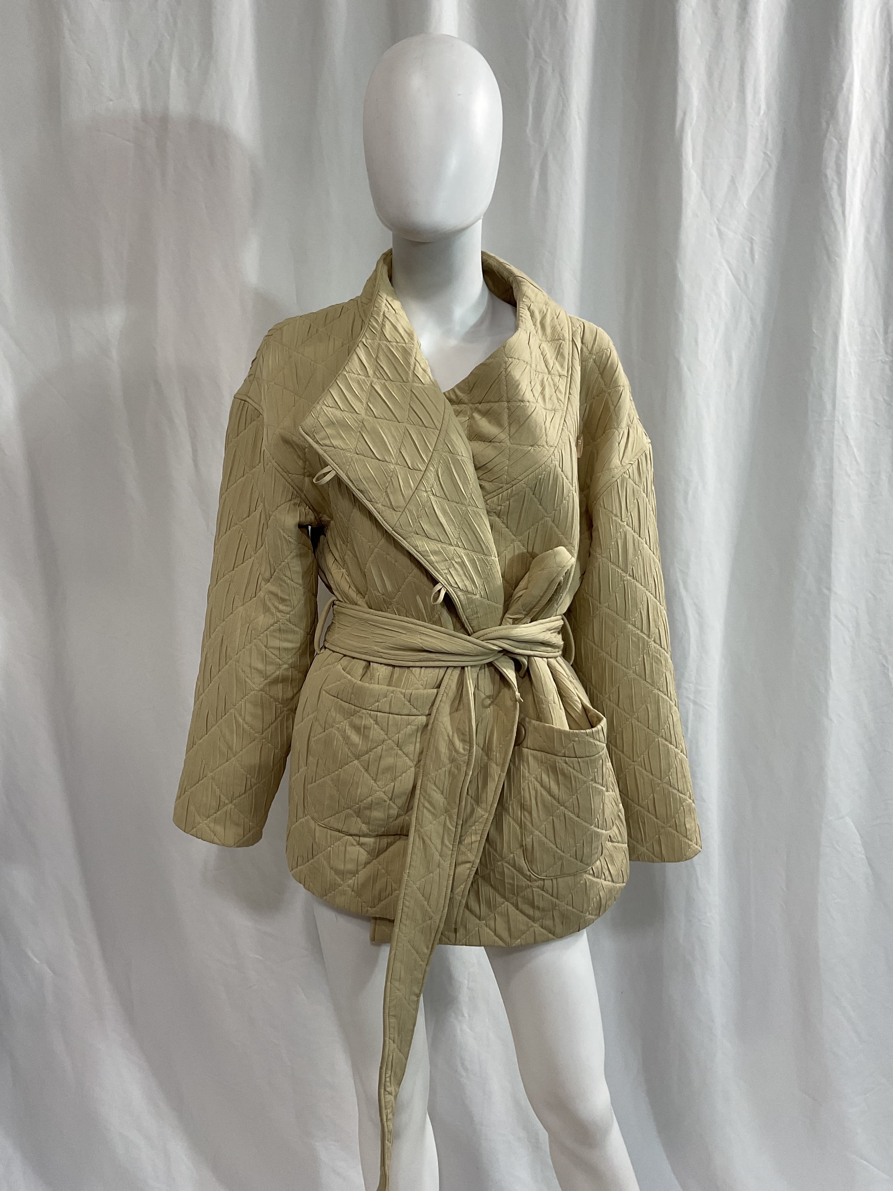 Quilted Wrap Collar Puffer Jacket - Image 2
