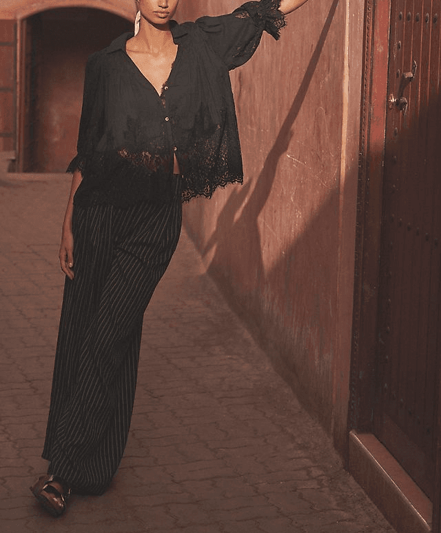 By Anthropologie Pinstripe Wide-Leg Trousers - Image 1