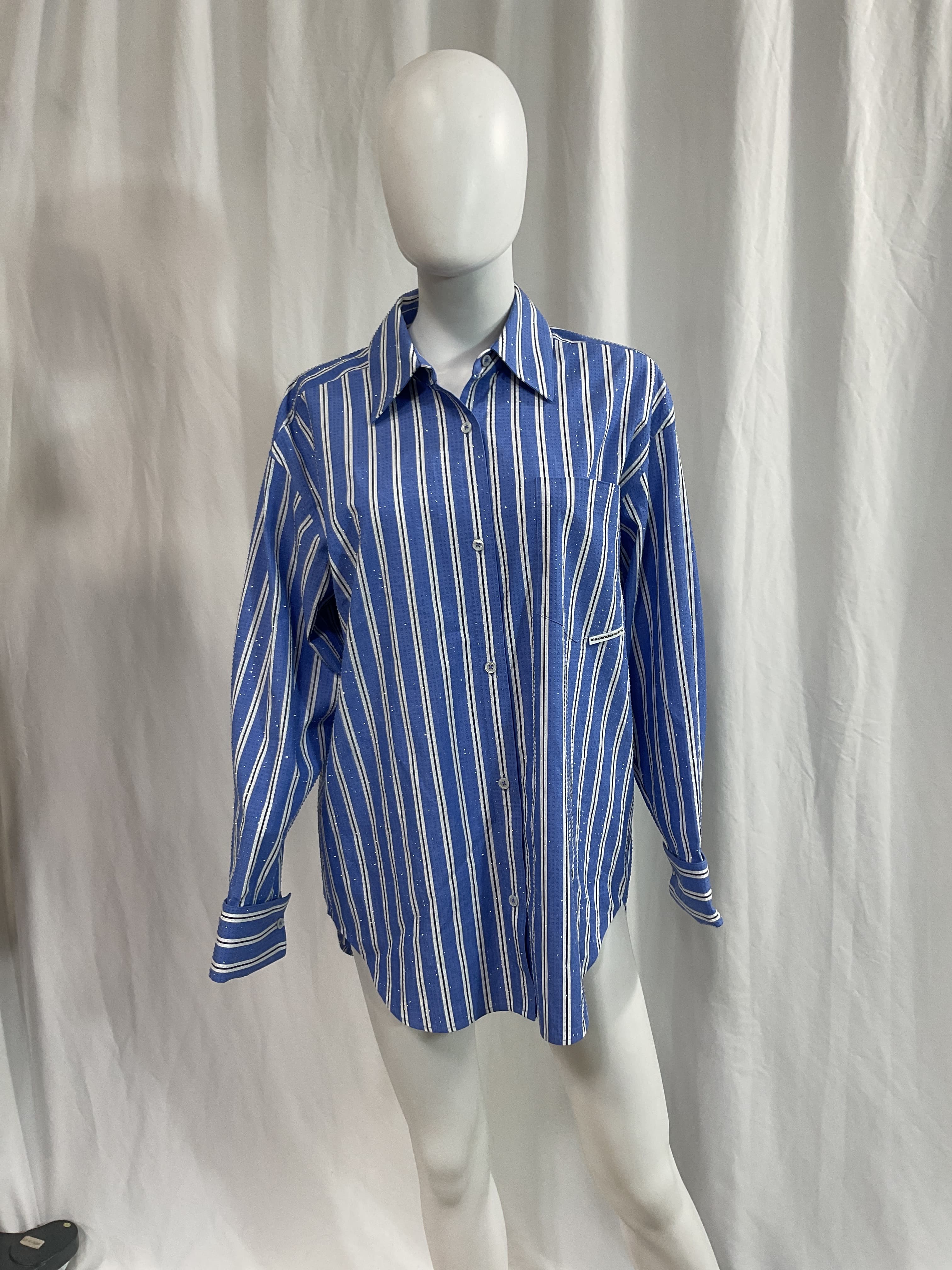 Beaded Shirt In Blue & White - Image 2