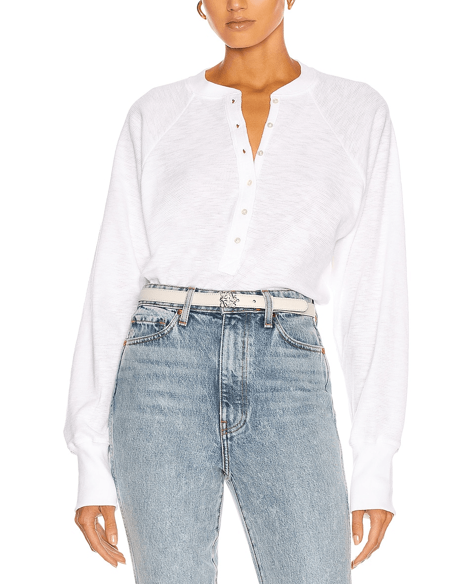 So Uptight Thermal Henley In White - Image 1
