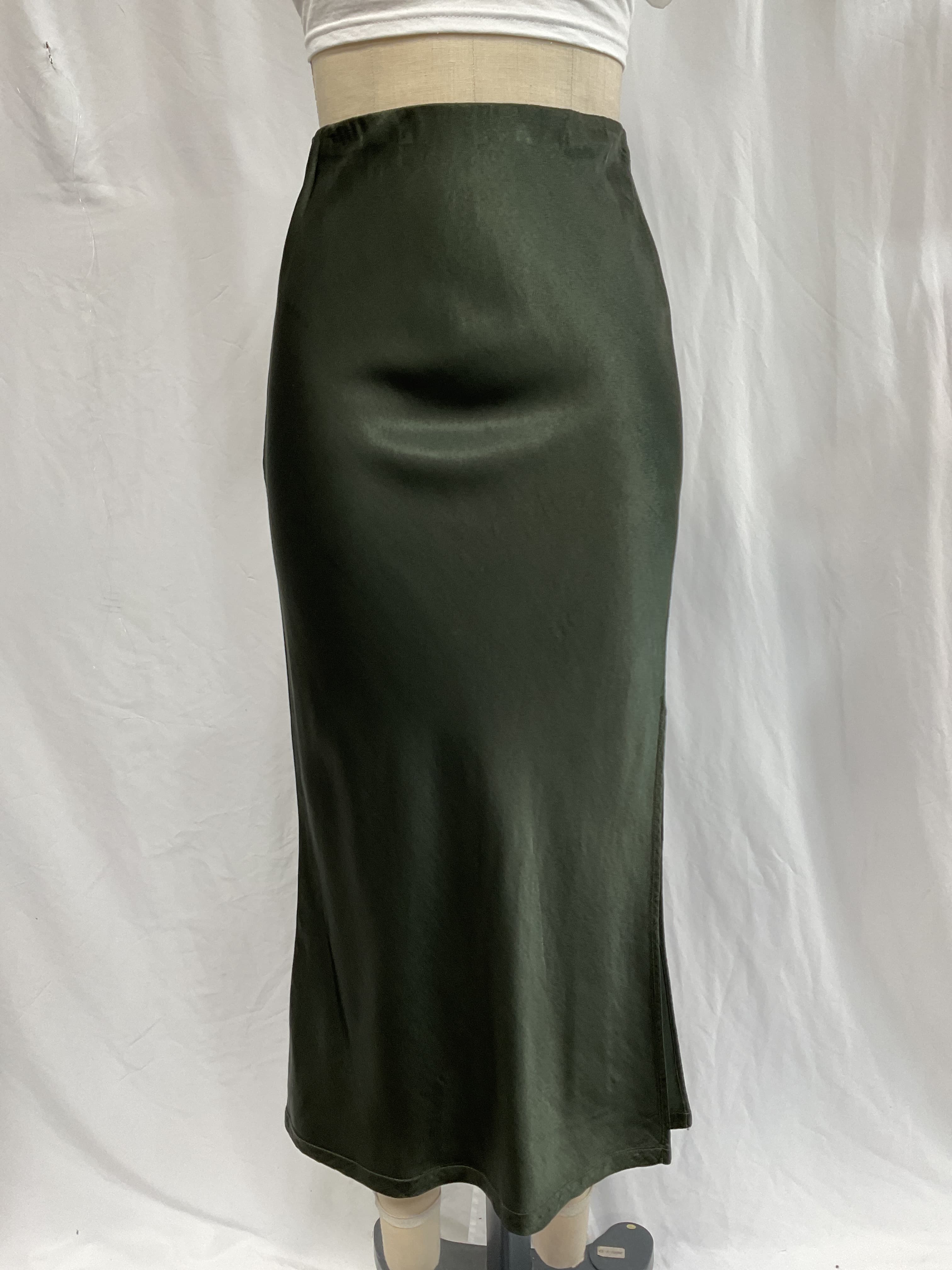 Satin Bias Cut Skirt In Dark Cedar - Image 2
