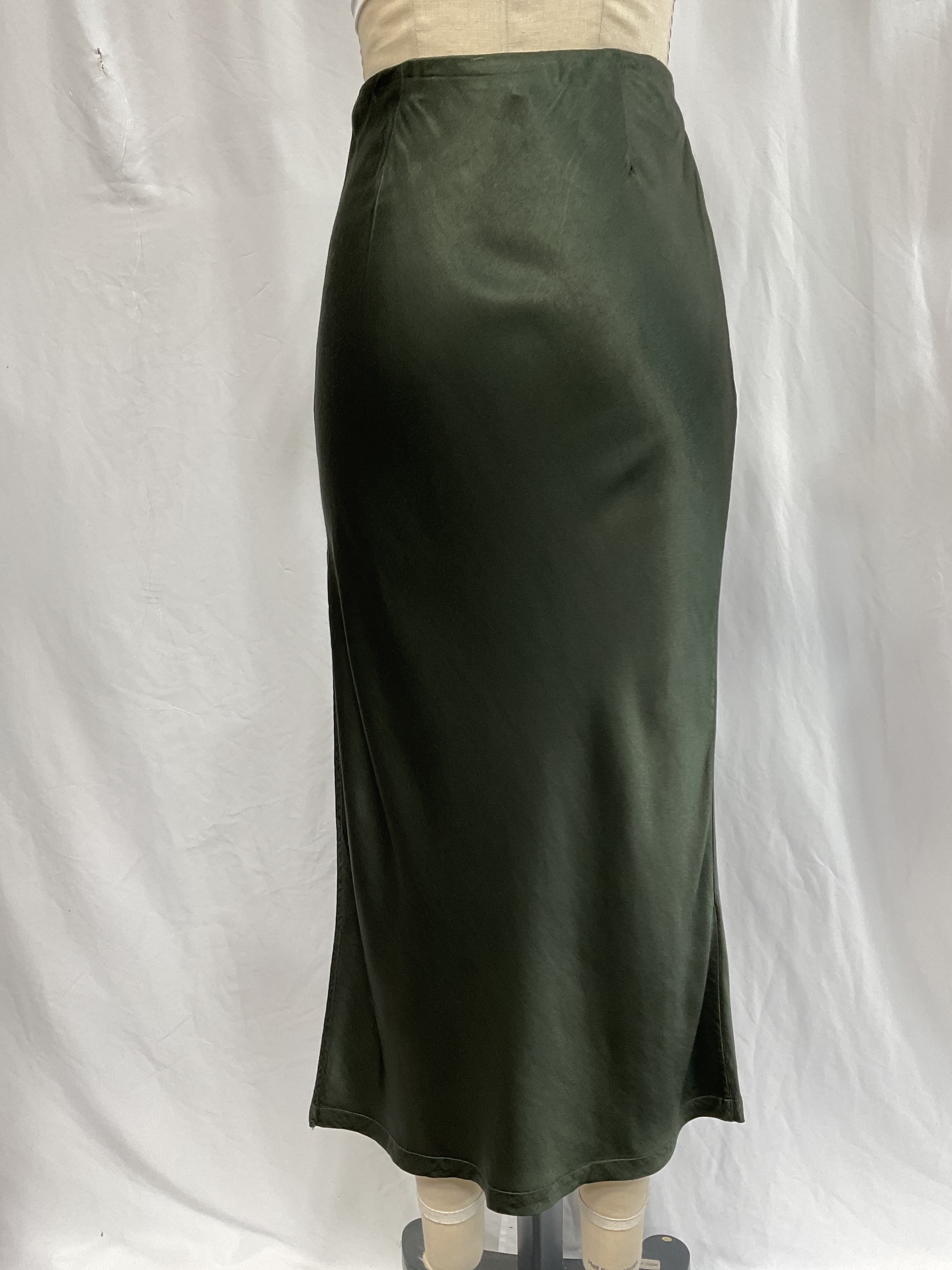 Satin Bias Cut Skirt In Dark Cedar - Image 3