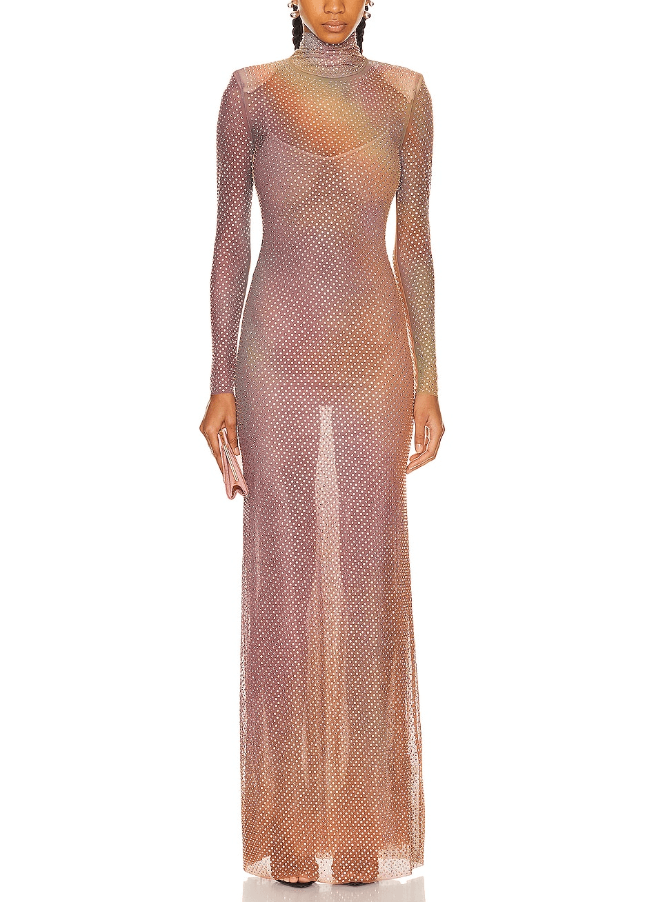 Printed Rhinestone Maxi Dress In Iridescent - Image 1