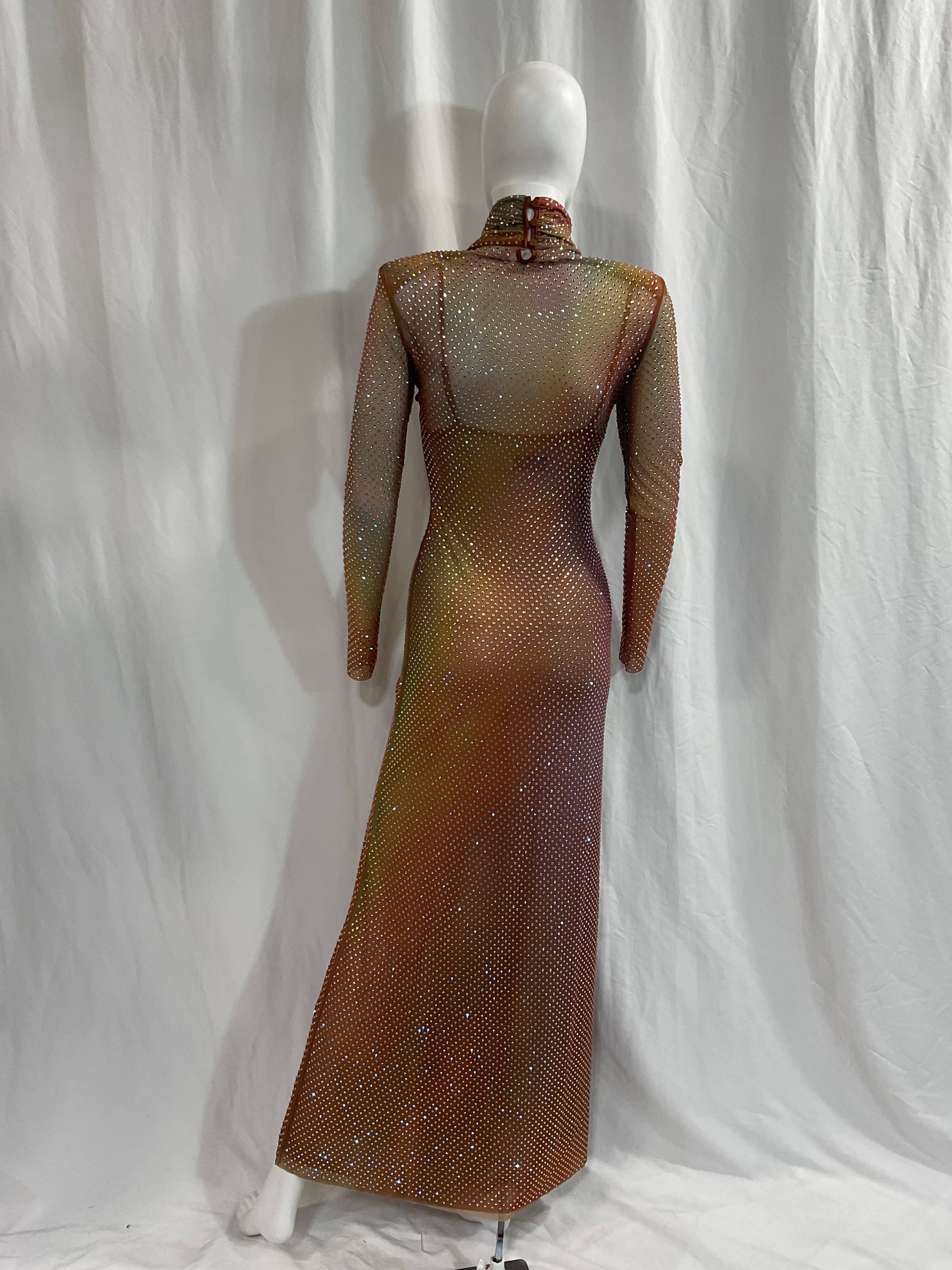 Printed Rhinestone Maxi Dress In Iridescent - Image 2