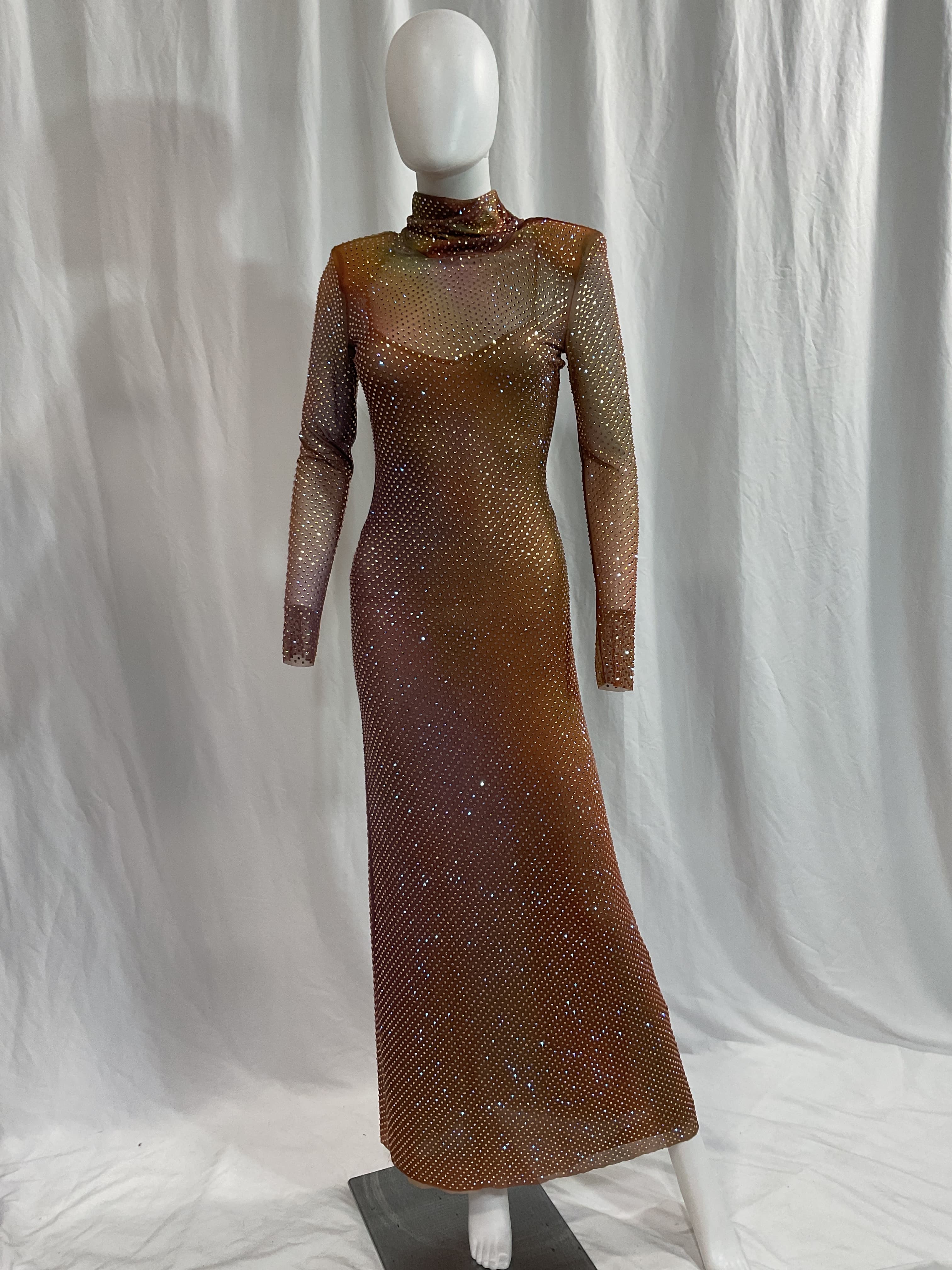 Printed Rhinestone Maxi Dress In Iridescent - Image 3