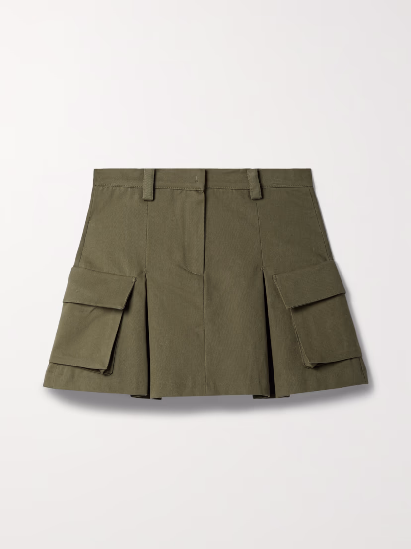 Audrey Pleated Cotton-Twill Mini Skirt - Image 1
