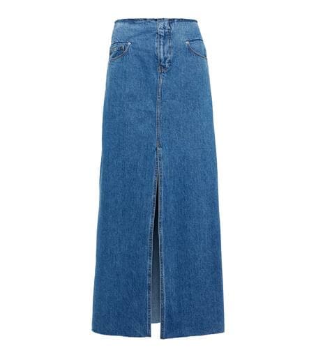 Cut Off Waist Denim Maxi Skirt - Image 1