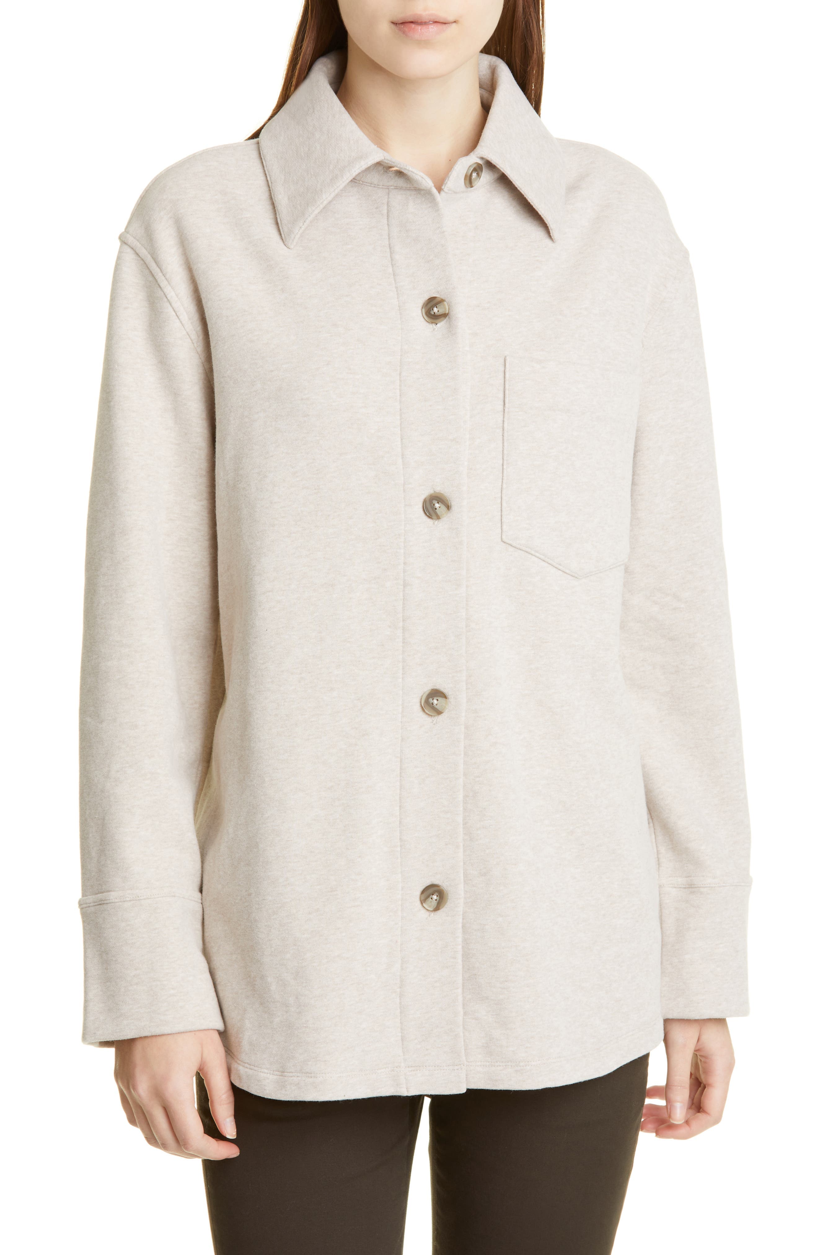 Oversize Cotton Blend Knit Shirt Jacket - Image 1