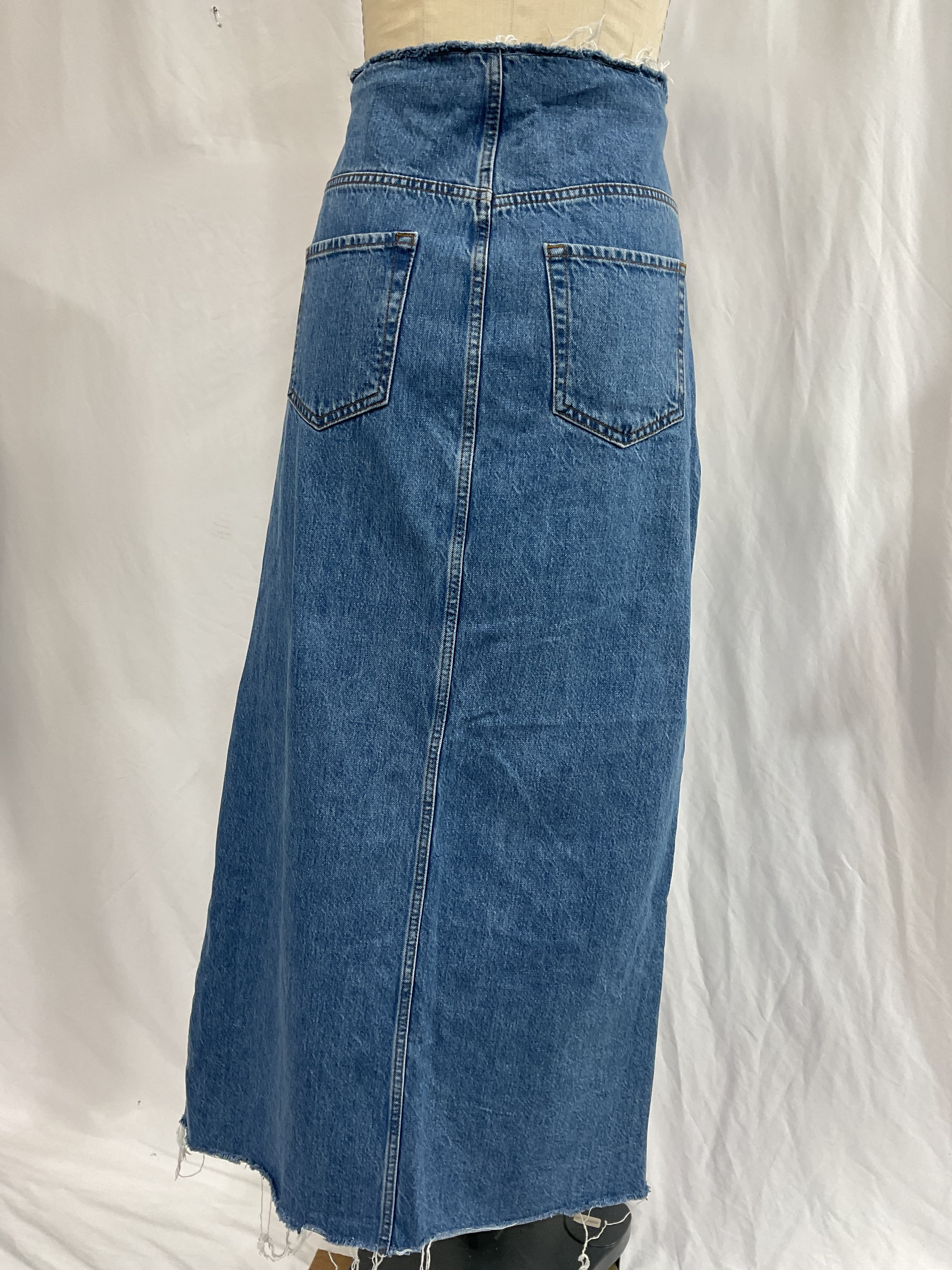 Cut Off Waist Denim Maxi Skirt - Image 2