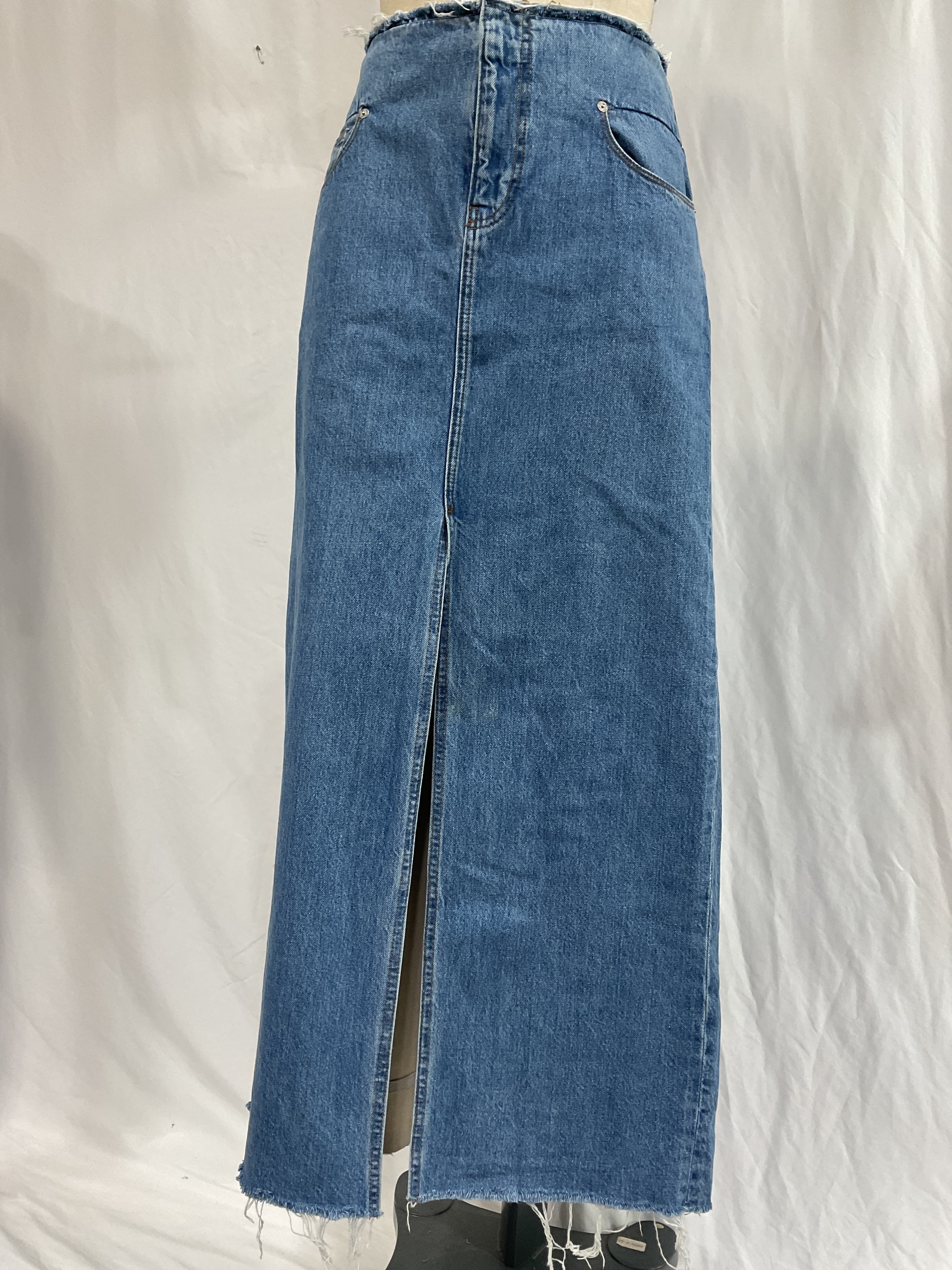 Cut Off Waist Denim Maxi Skirt - Image 4