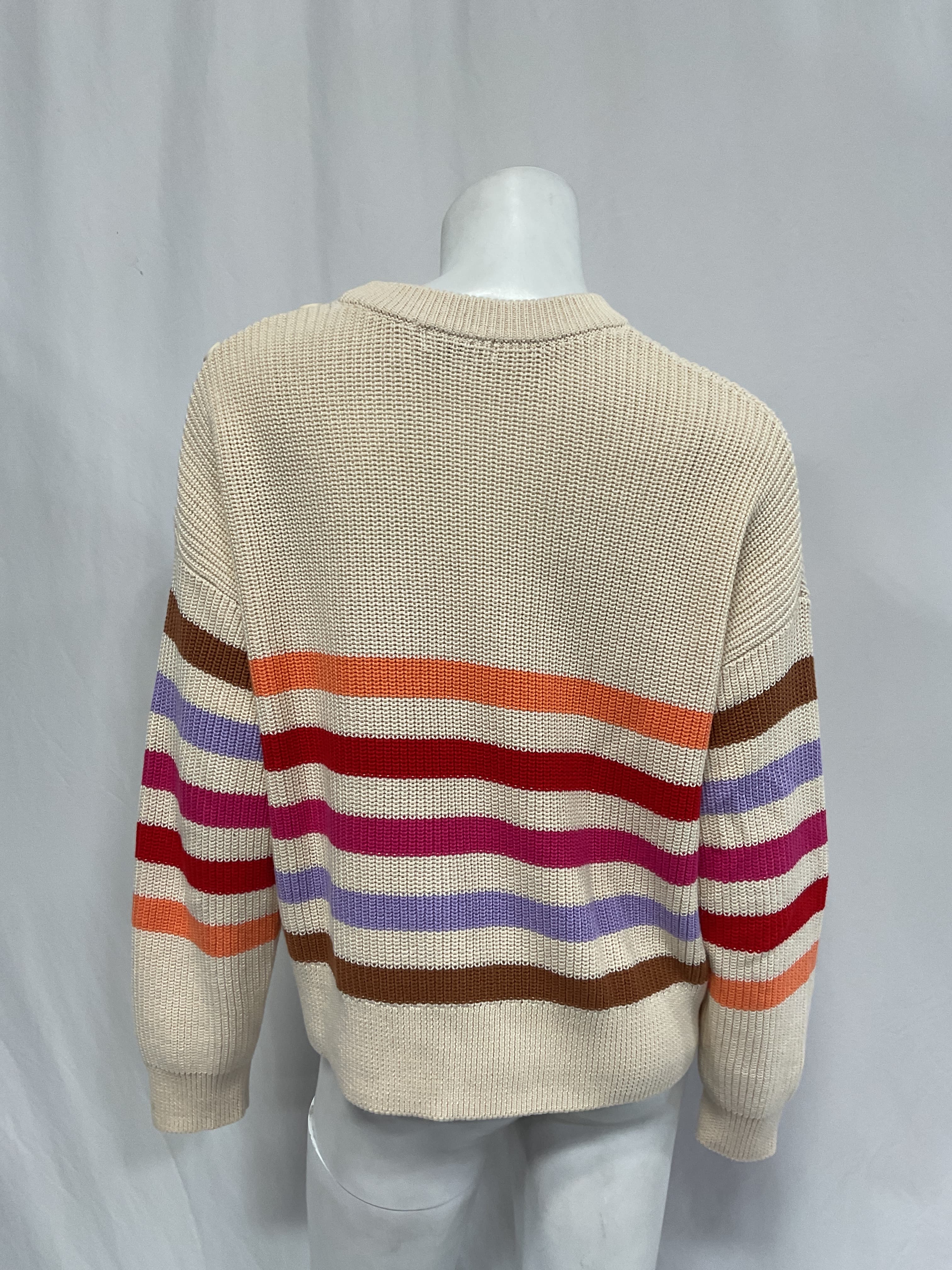 Ida Button Shoulder Rib Pullover Sweater In Cream Multi - Image 4