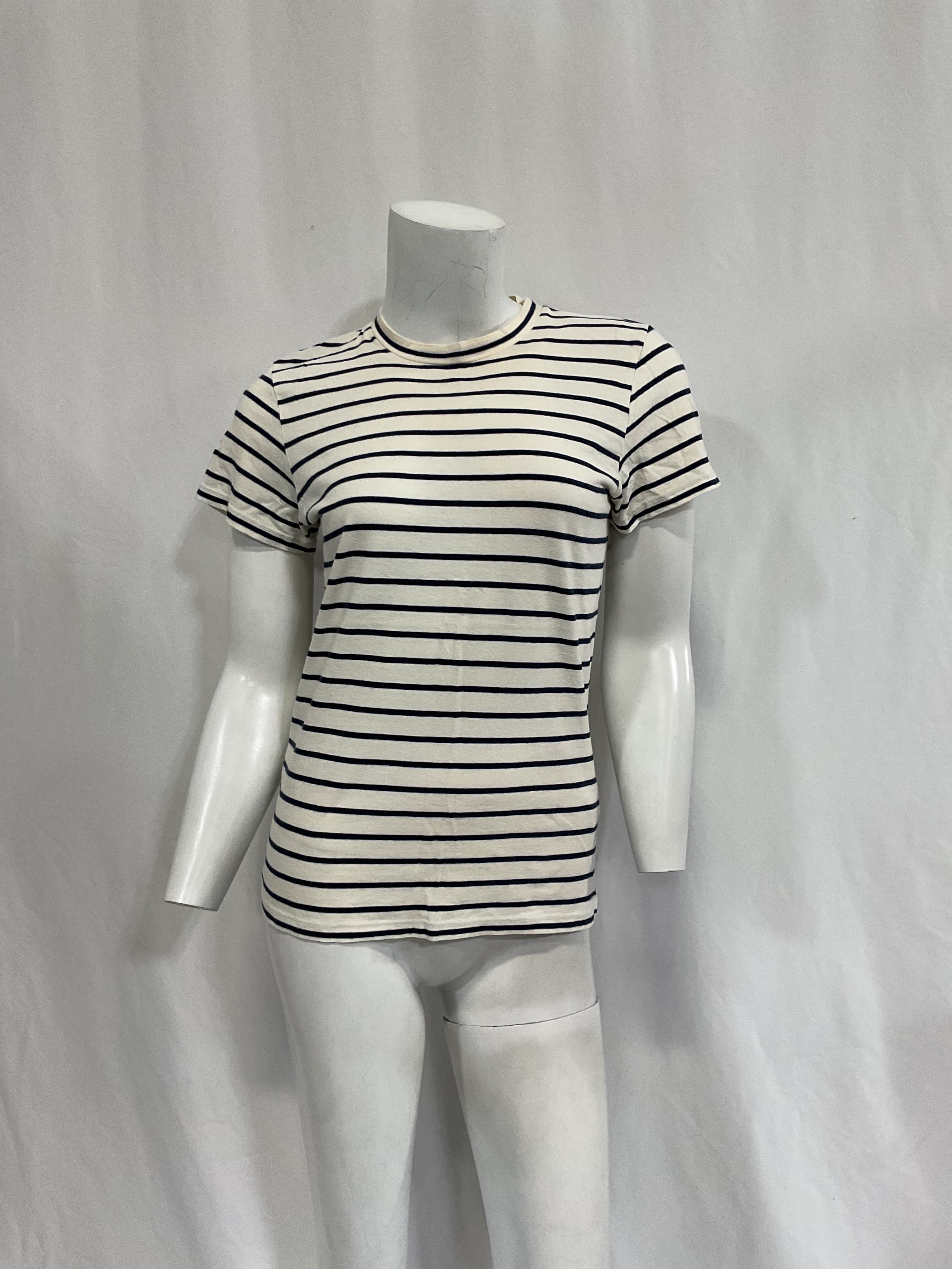 Mariela Crewneck Tee In Navy & Ivory Stripe - Image 2