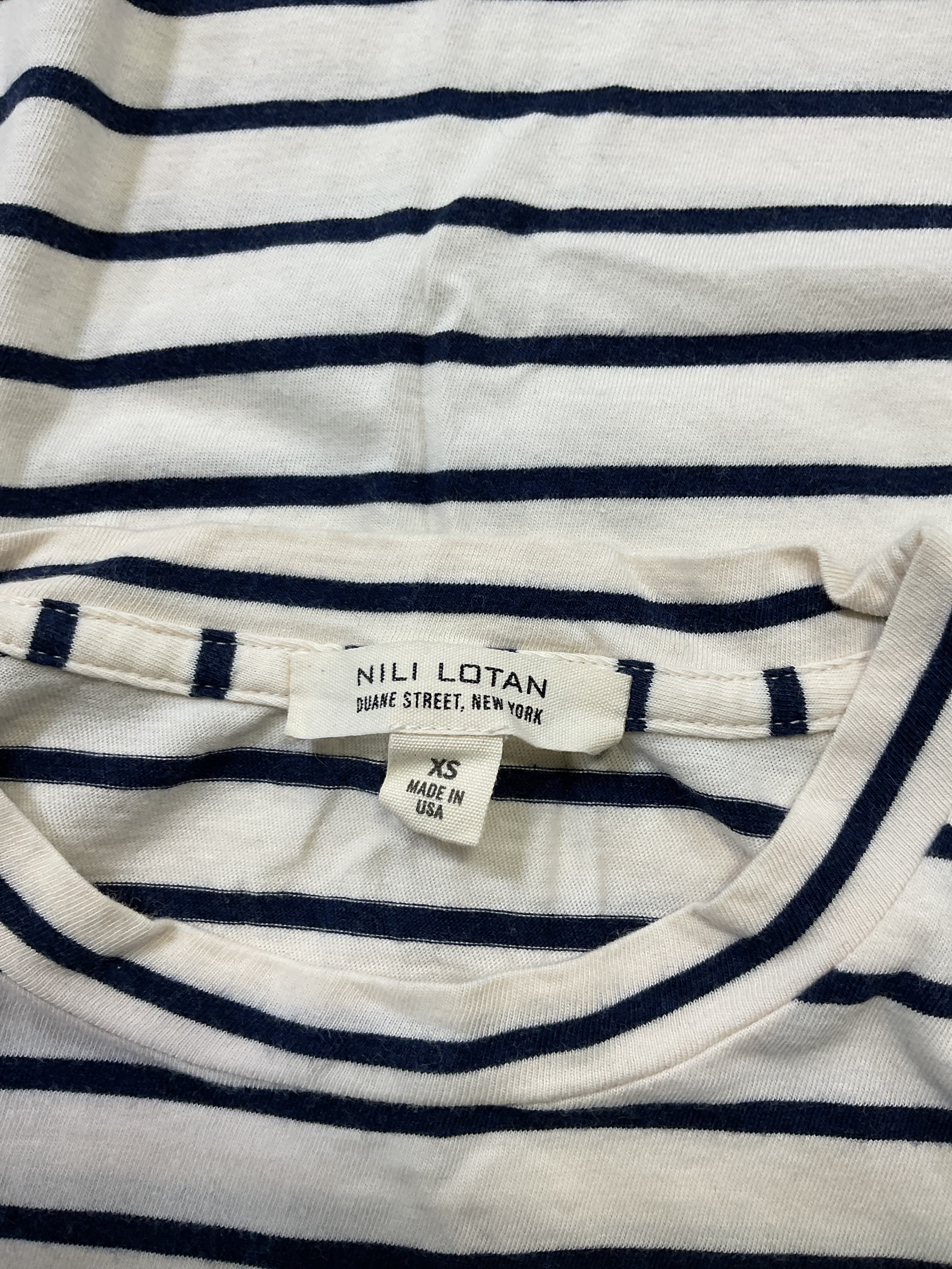 Mariela Crewneck Tee In Navy & Ivory Stripe - Image 3
