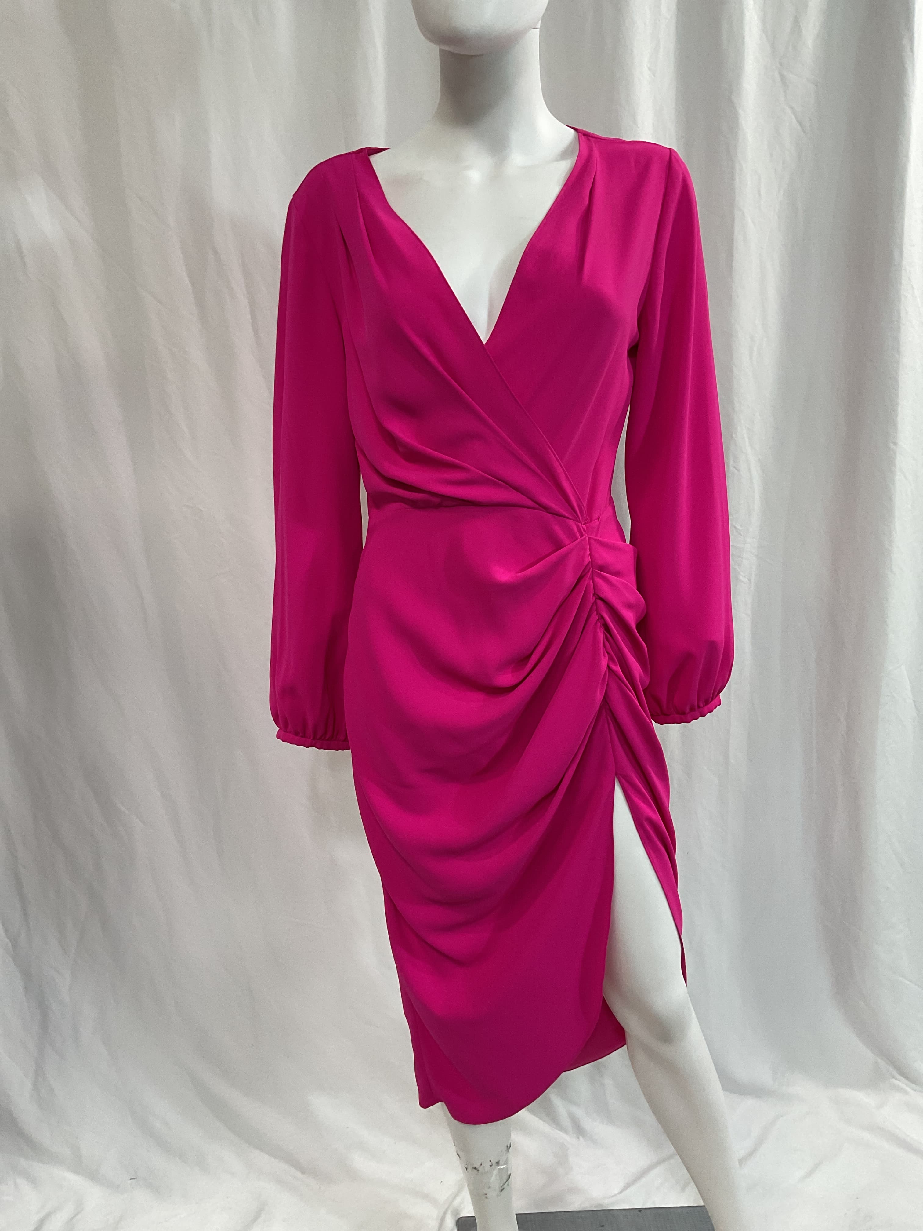 Amanda Uprichard X Revolve Long Sleeve Roma Dress In Hot Pink - Image 4