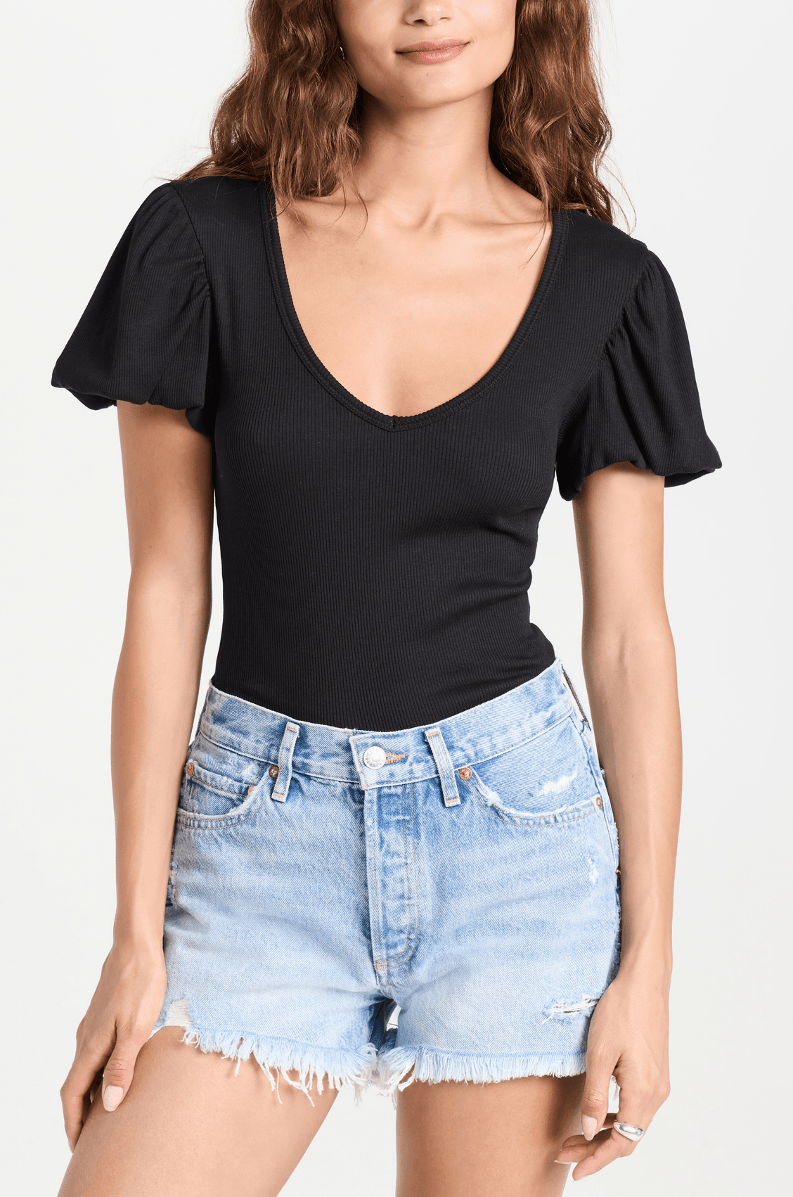 Nico Puff Sleeve V Neck - Image 1