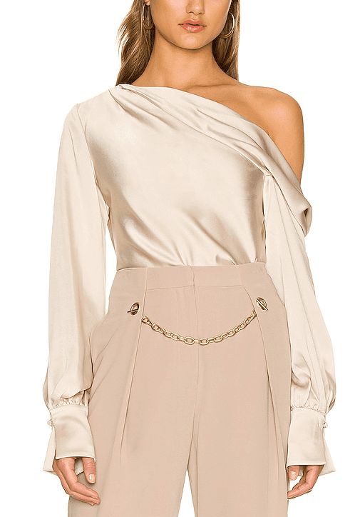 Alice One Shoulder Top In Champagne - Image 1