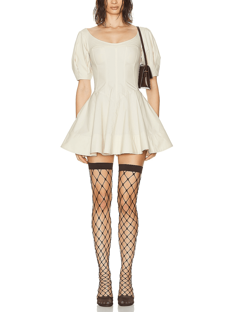 Poplin Sculptural Mini Dress In Hay - Image 1