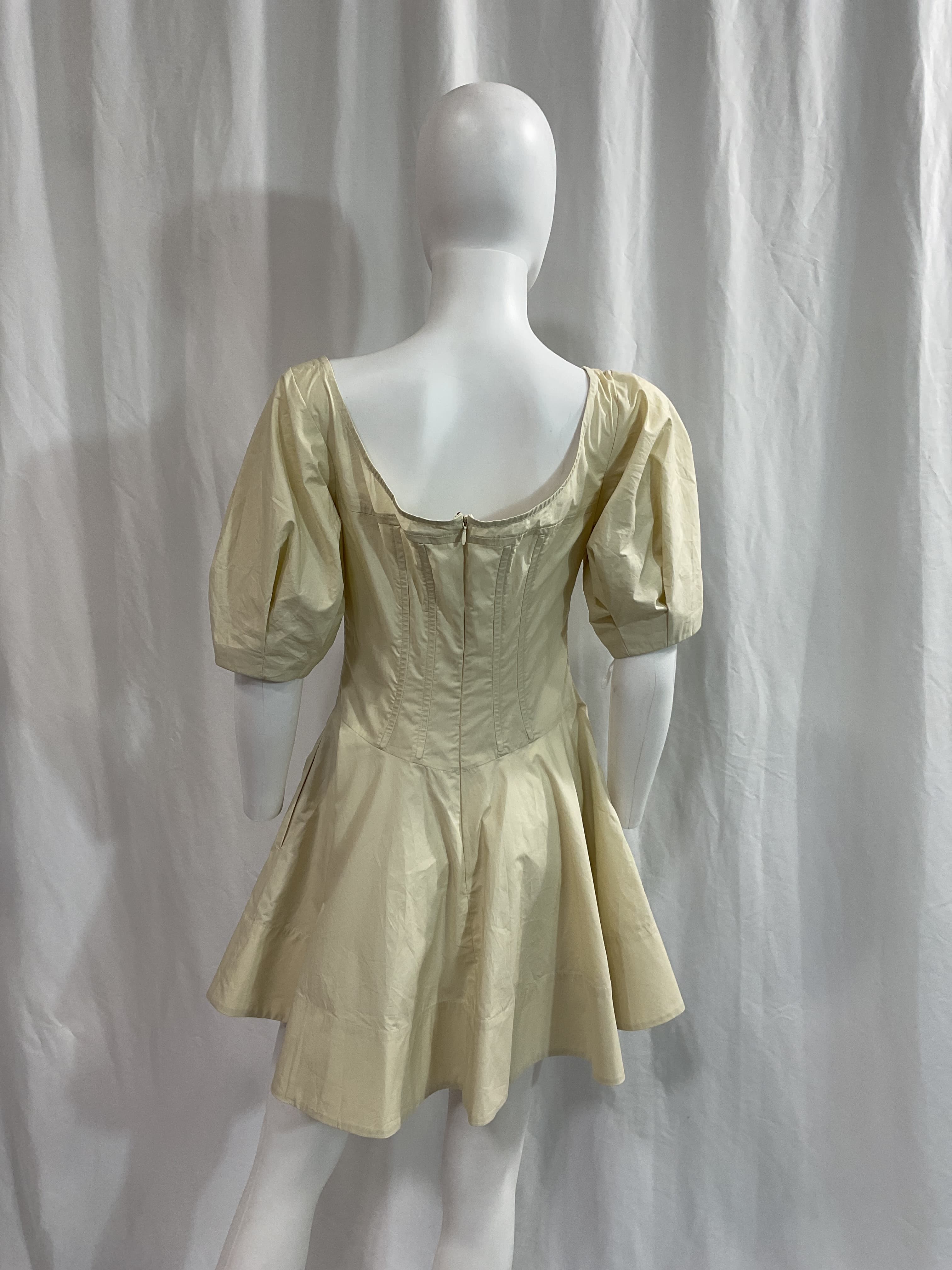 Poplin Sculptural Mini Dress In Hay - Image 3
